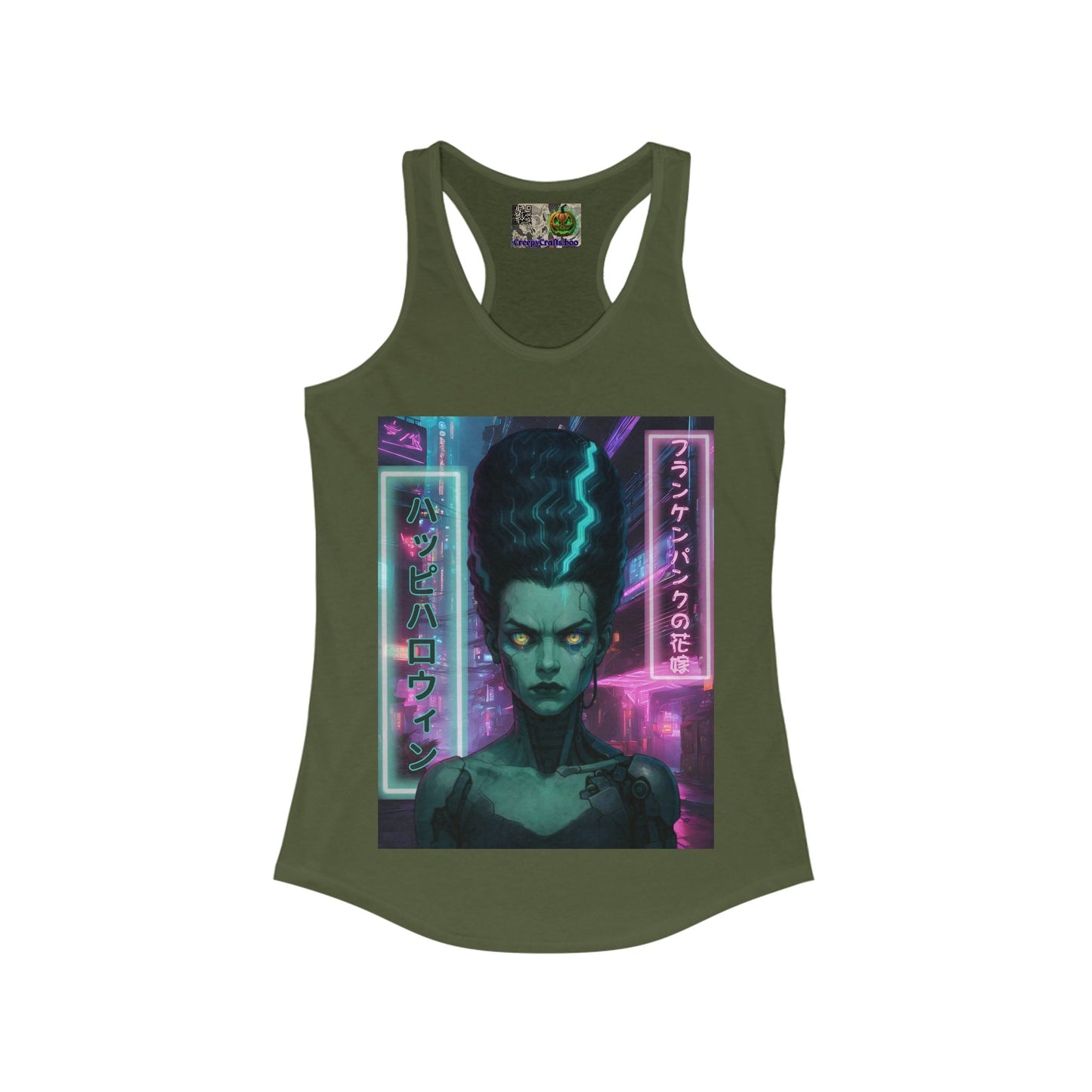 Bride of Frankenpunk Women's Racerback Tank Top by CreepyCrafts.boo – cypherpunkgear.com | Cypherpunk Merch