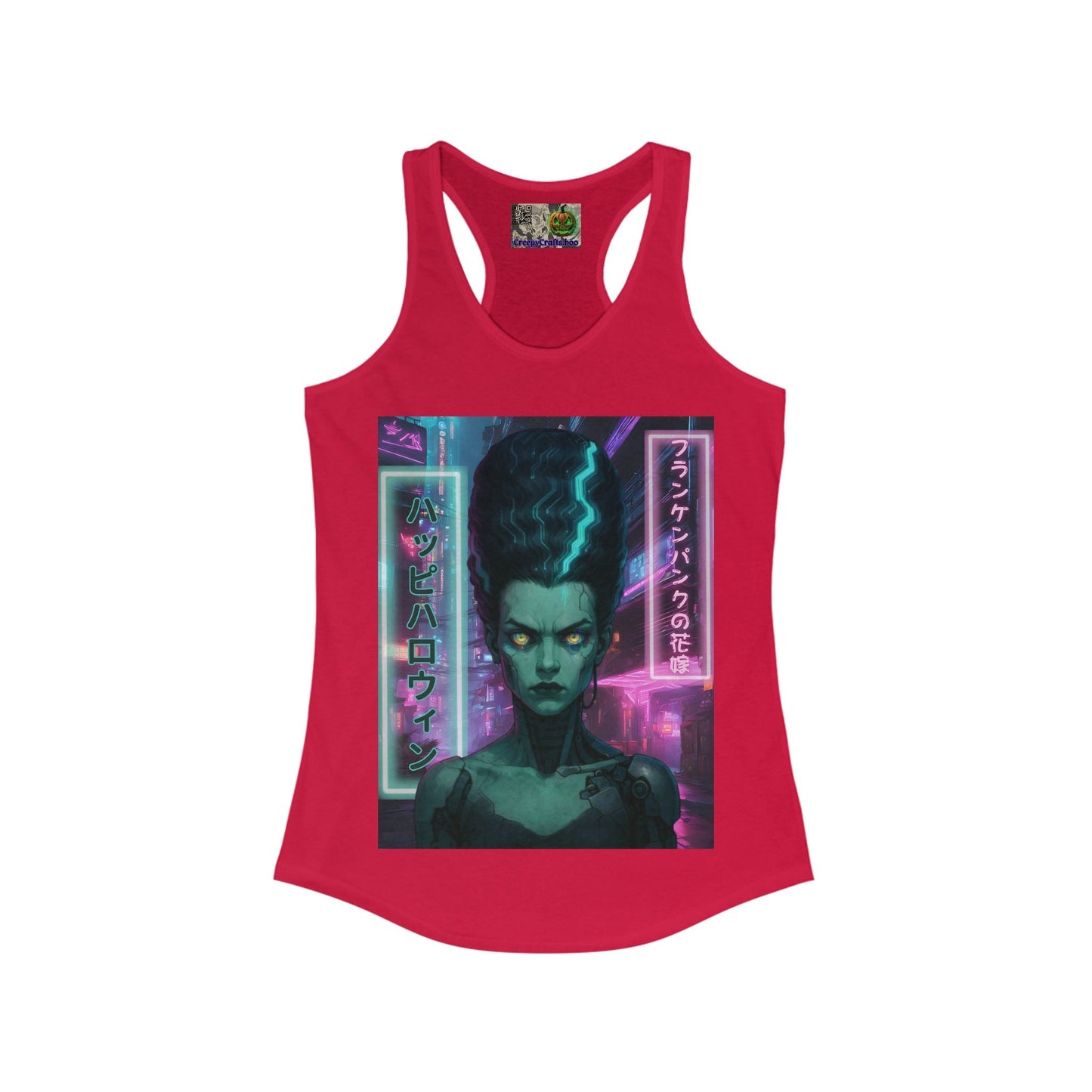 Bride of Frankenpunk Women's Racerback Tank Top by CreepyCrafts.boo – cypherpunkgear.com | Cypherpunk Merch