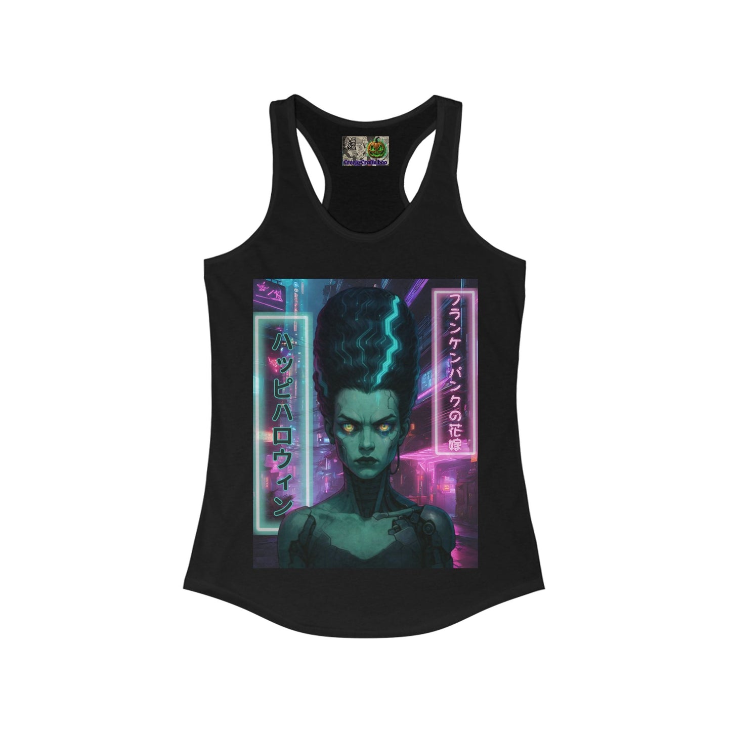 Bride of Frankenpunk Women's Racerback Tank Top by CreepyCrafts.boo – cypherpunkgear.com | Cypherpunk Merch
