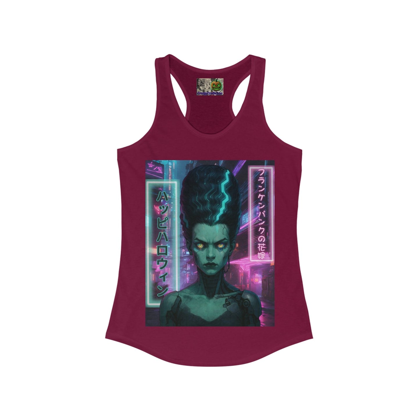 Bride of Frankenpunk Women's Racerback Tank Top by CreepyCrafts.boo – cypherpunkgear.com | Cypherpunk Merch