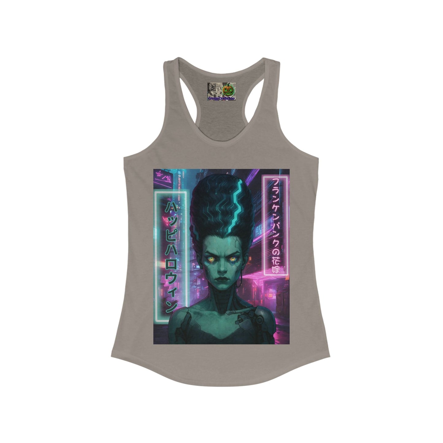Bride of Frankenpunk Women's Racerback Tank Top by CreepyCrafts.boo – cypherpunkgear.com | Cypherpunk Merch