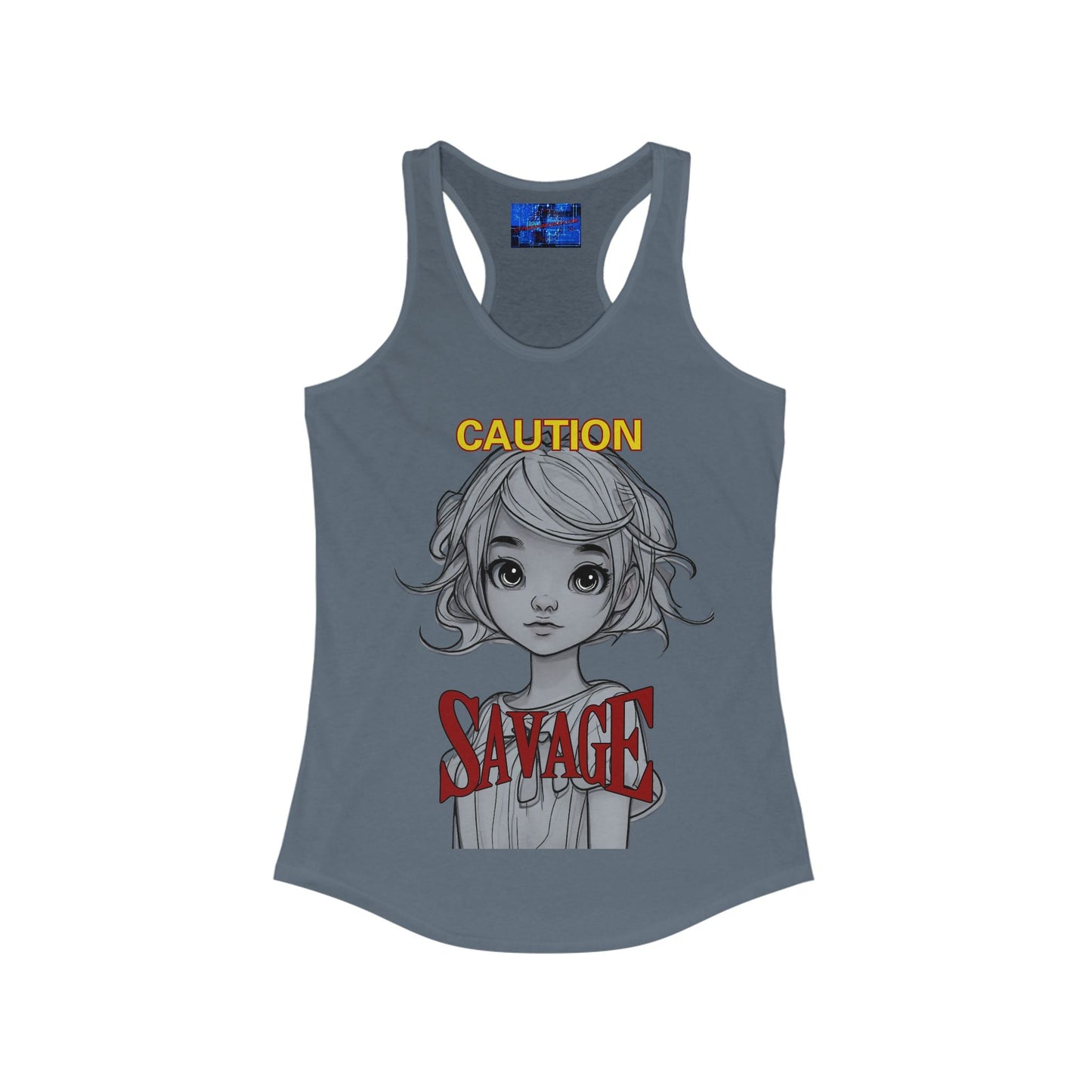Caution, Savage Women's Racerback Tank Top by cypherpunkgear.com – cypherpunkgear.com | Cypherpunk Merch