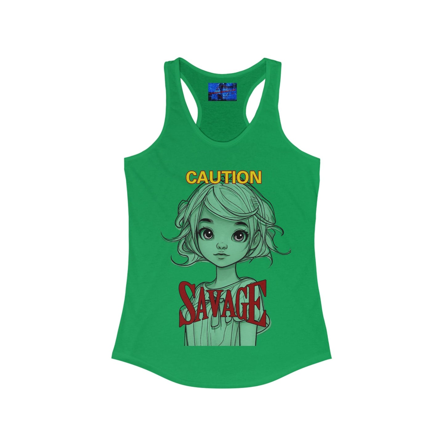 Caution, Savage Women's Racerback Tank Top by cypherpunkgear.com – cypherpunkgear.com | Cypherpunk Merch