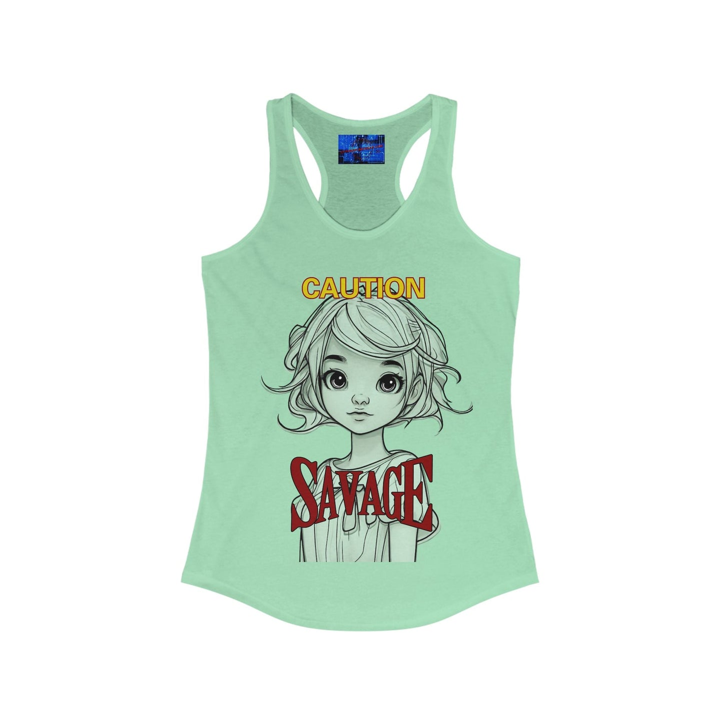 Caution, Savage Women's Racerback Tank Top by cypherpunkgear.com – cypherpunkgear.com | Cypherpunk Merch