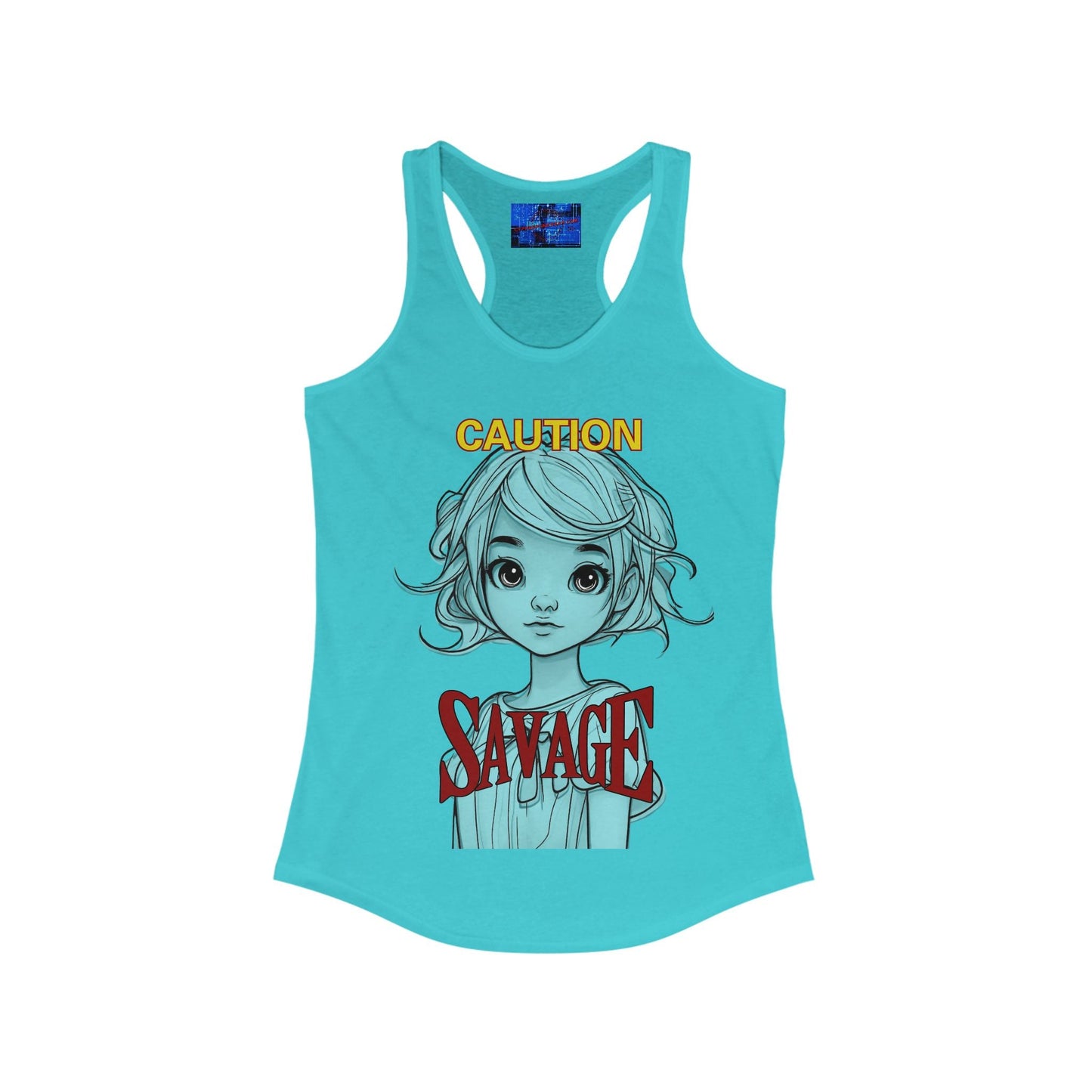Caution, Savage Women's Racerback Tank Top by cypherpunkgear.com – cypherpunkgear.com | Cypherpunk Merch