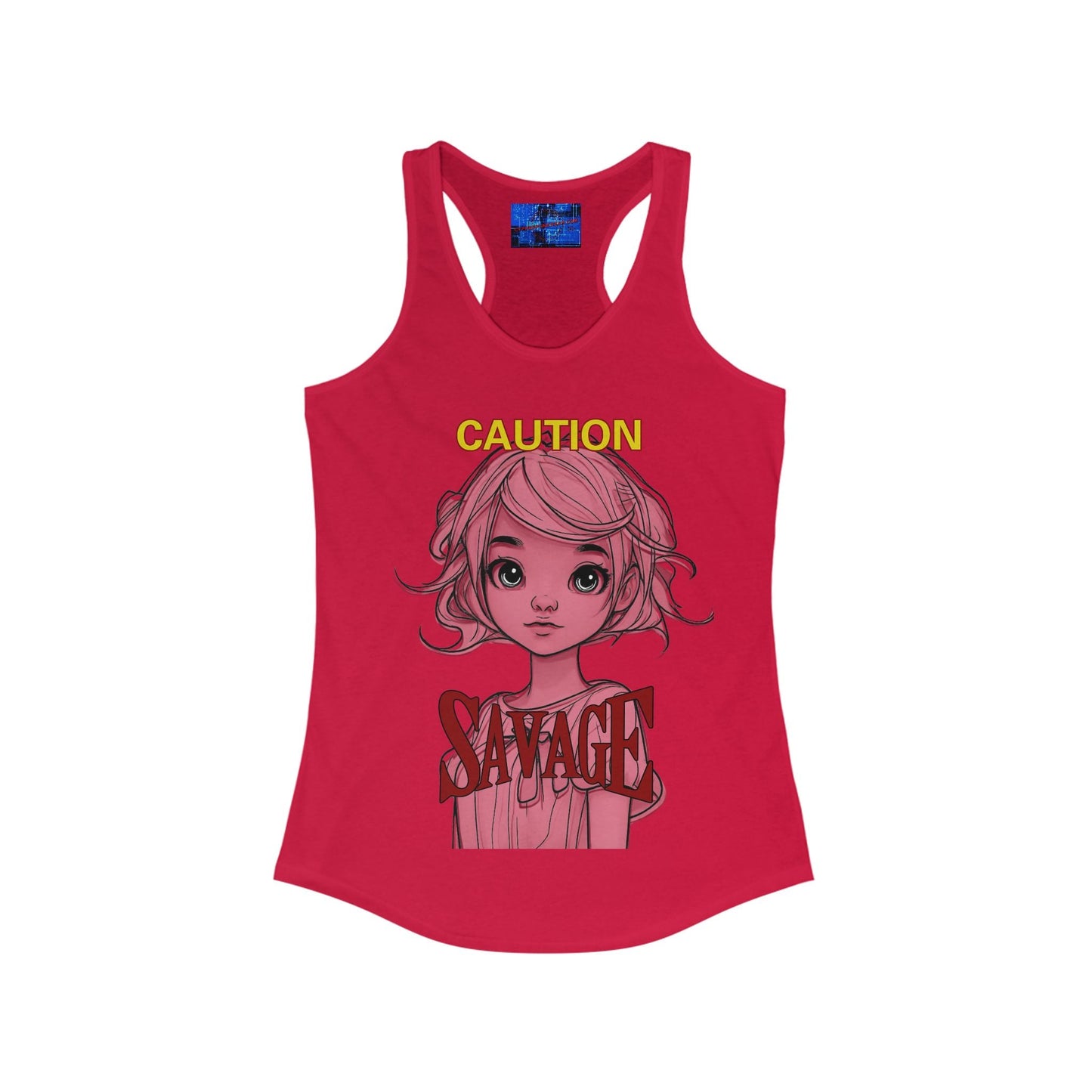 Caution, Savage Women's Racerback Tank Top by cypherpunkgear.com – cypherpunkgear.com | Cypherpunk Merch