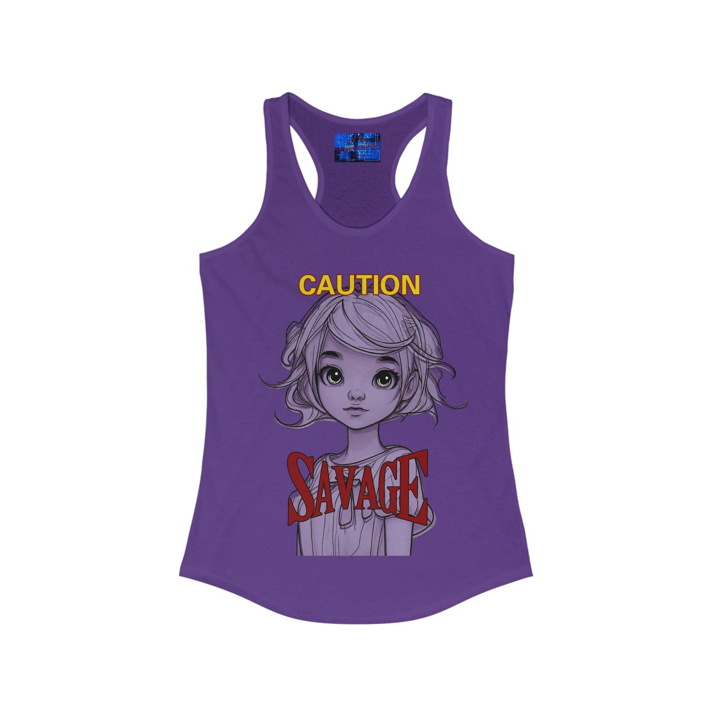 Caution, Savage Women's Racerback Tank Top by cypherpunkgear.com – cypherpunkgear.com | Cypherpunk Merch
