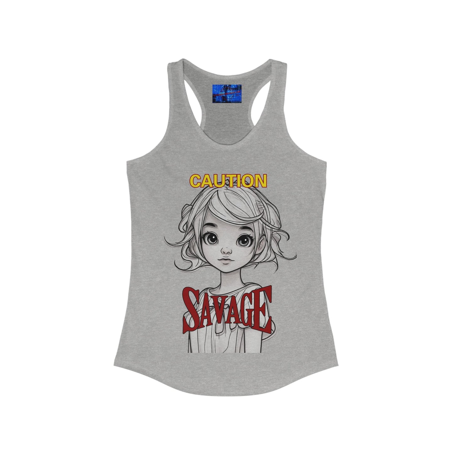 Caution, Savage Women's Racerback Tank Top by cypherpunkgear.com – cypherpunkgear.com | Cypherpunk Merch