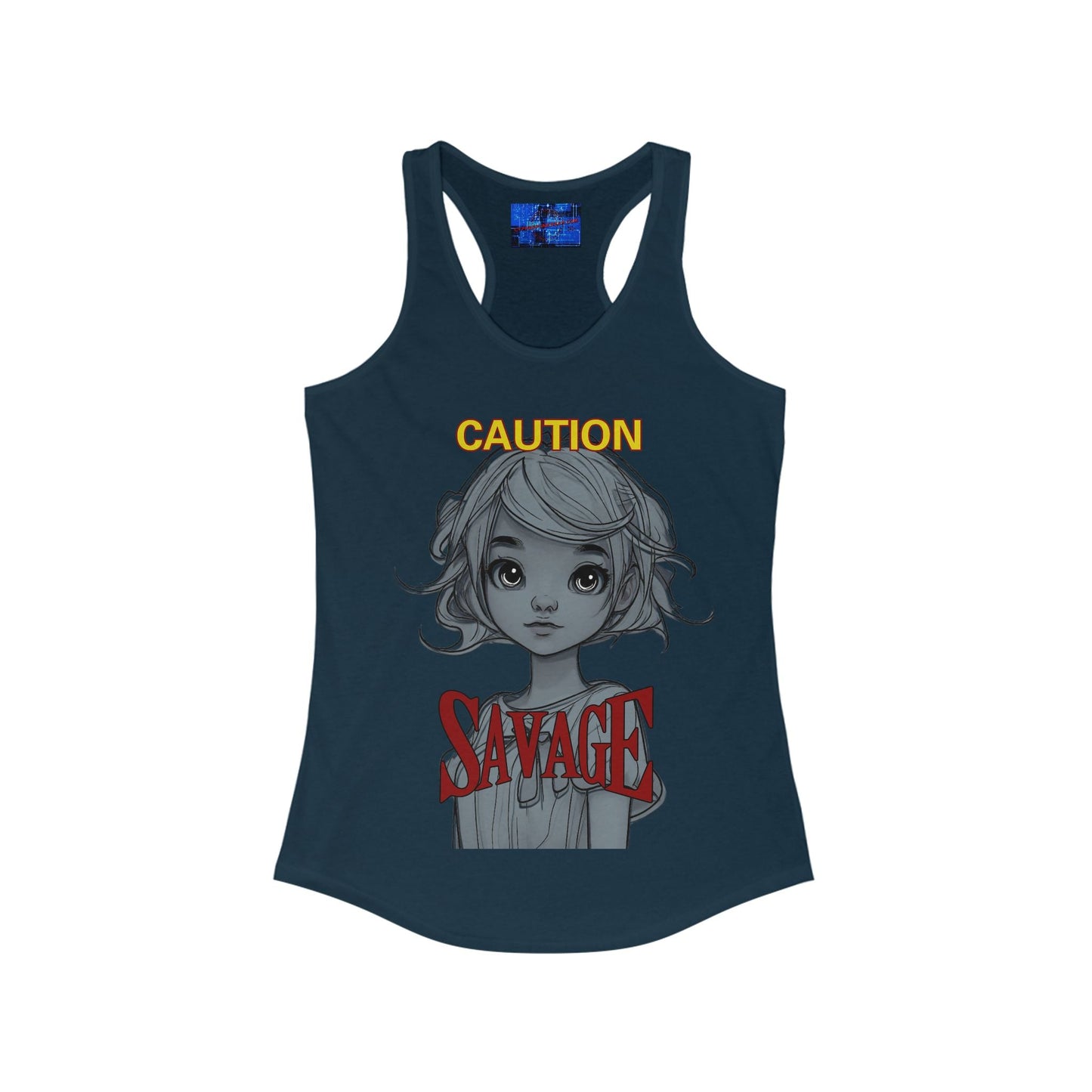 Caution, Savage Women's Racerback Tank Top by cypherpunkgear.com – cypherpunkgear.com | Cypherpunk Merch