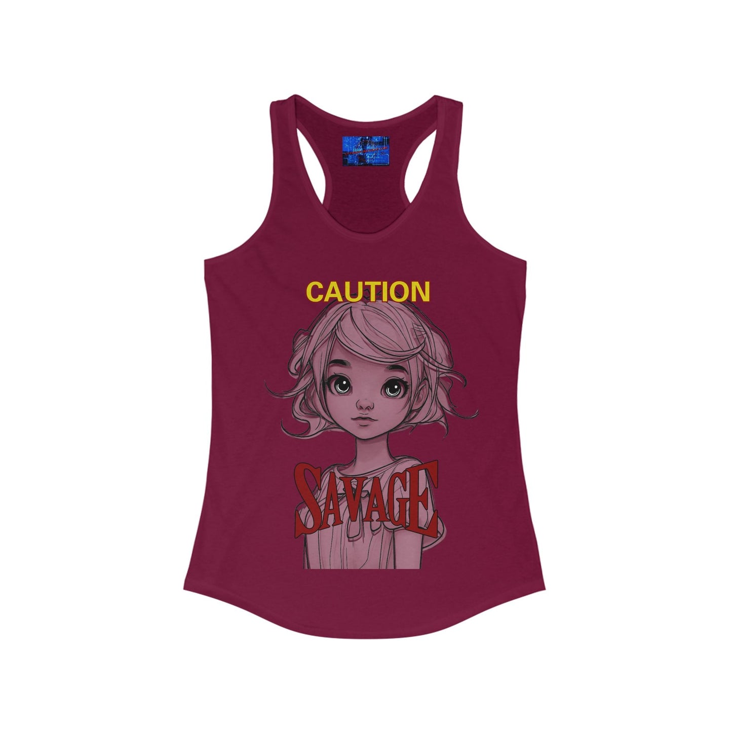 Caution, Savage Women's Racerback Tank Top by cypherpunkgear.com – cypherpunkgear.com | Cypherpunk Merch