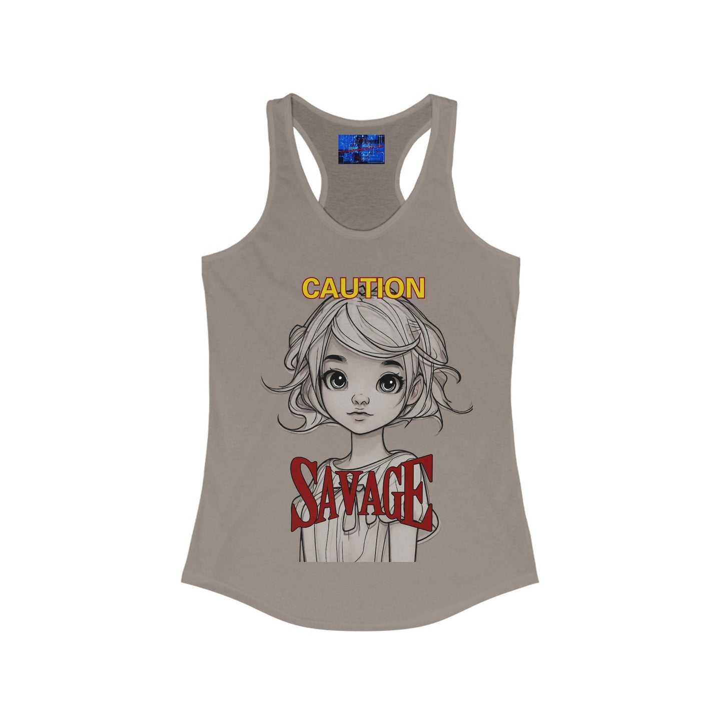 Caution, Savage Women's Racerback Tank Top by cypherpunkgear.com – cypherpunkgear.com | Cypherpunk Merch