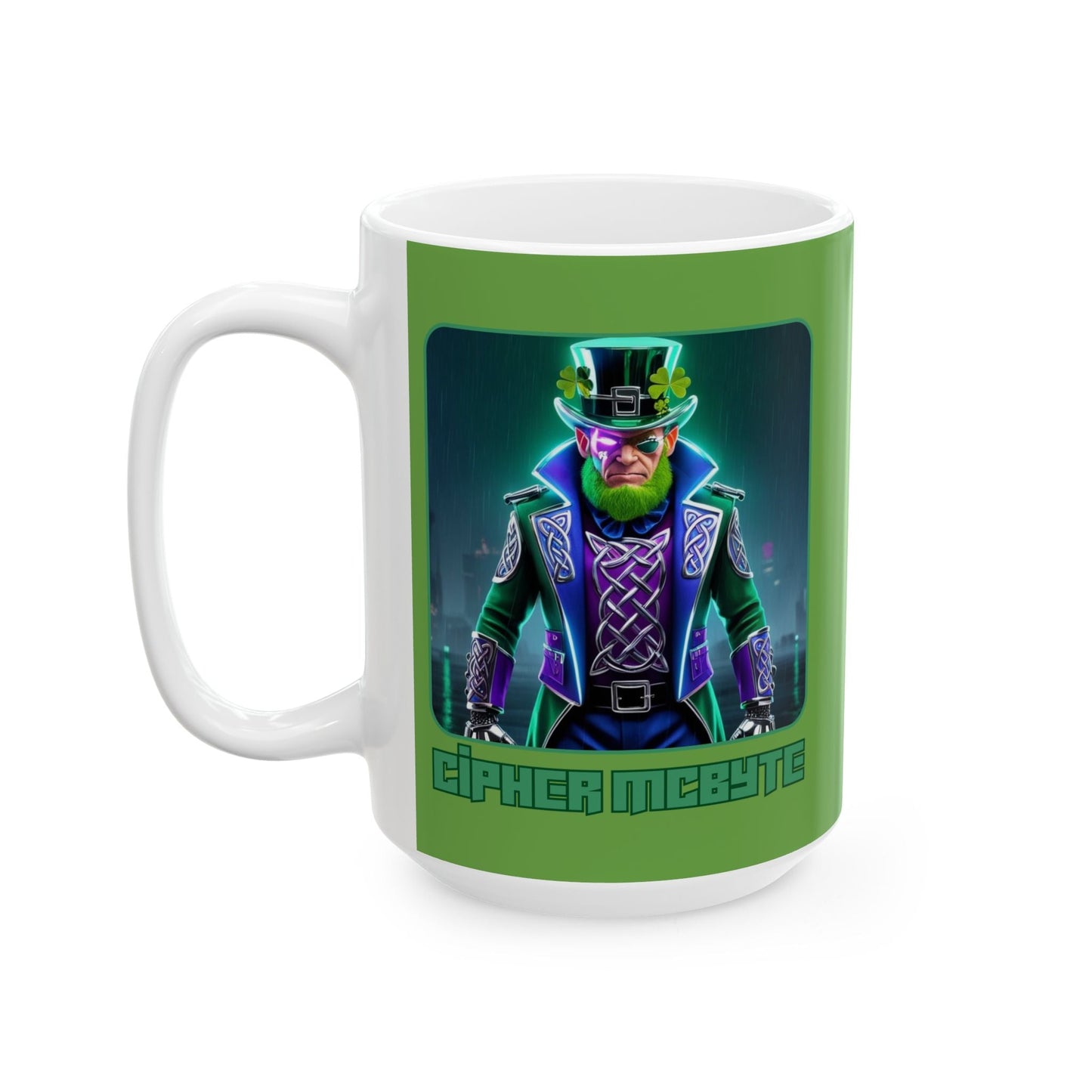 Cipher McByte Green Mug by cypherpunkgear – cypherpunkgear.com | Cypherpunk Merch