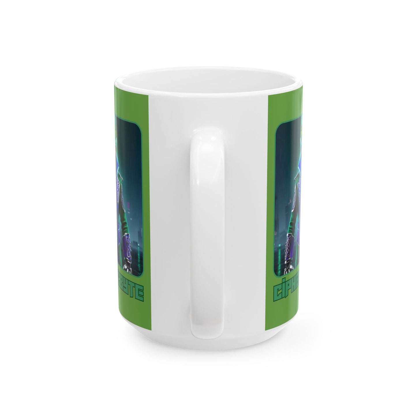 Cipher McByte Green Mug by cypherpunkgear – cypherpunkgear.com | Cypherpunk Merch