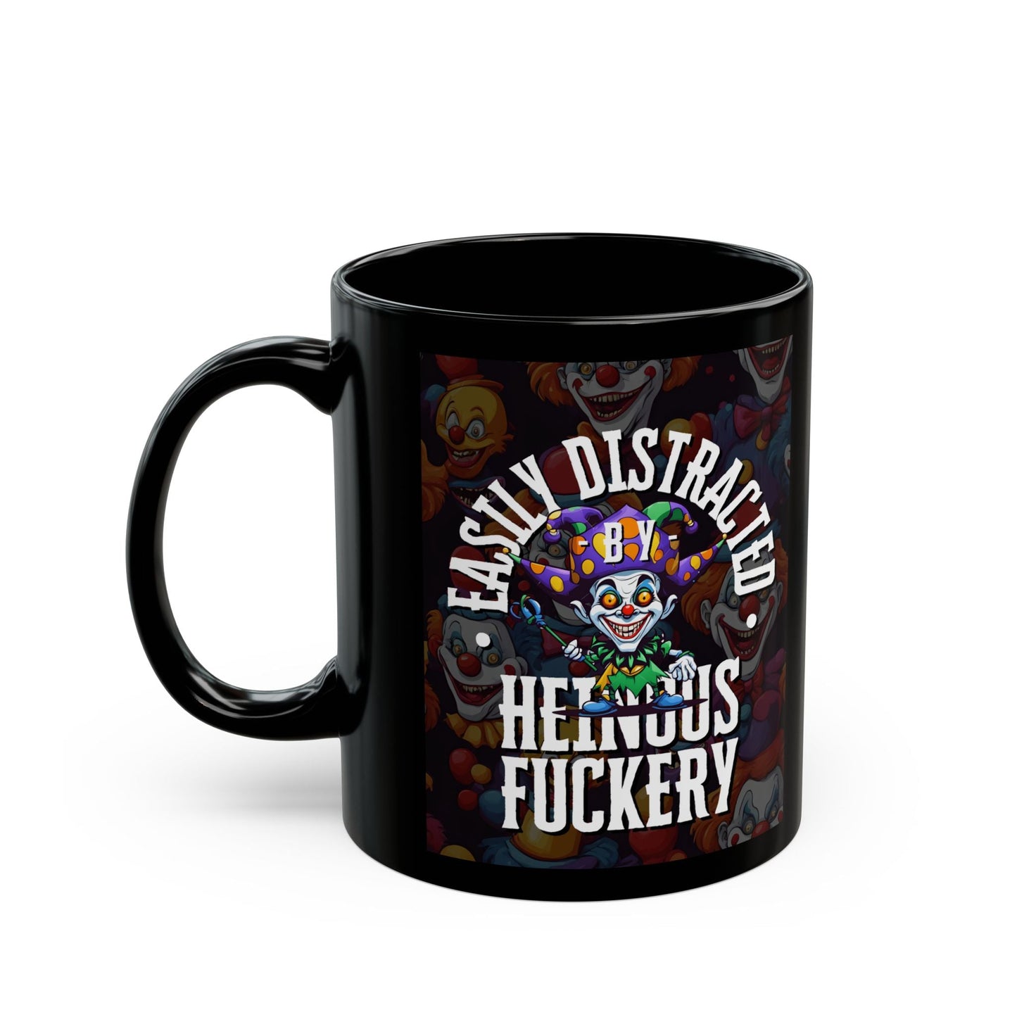 Easily Distracted by Heinous Fuckery Little Jincs Black Mug by cypherpunkgear – cypherpunkgear.com | Cypherpunk Merch