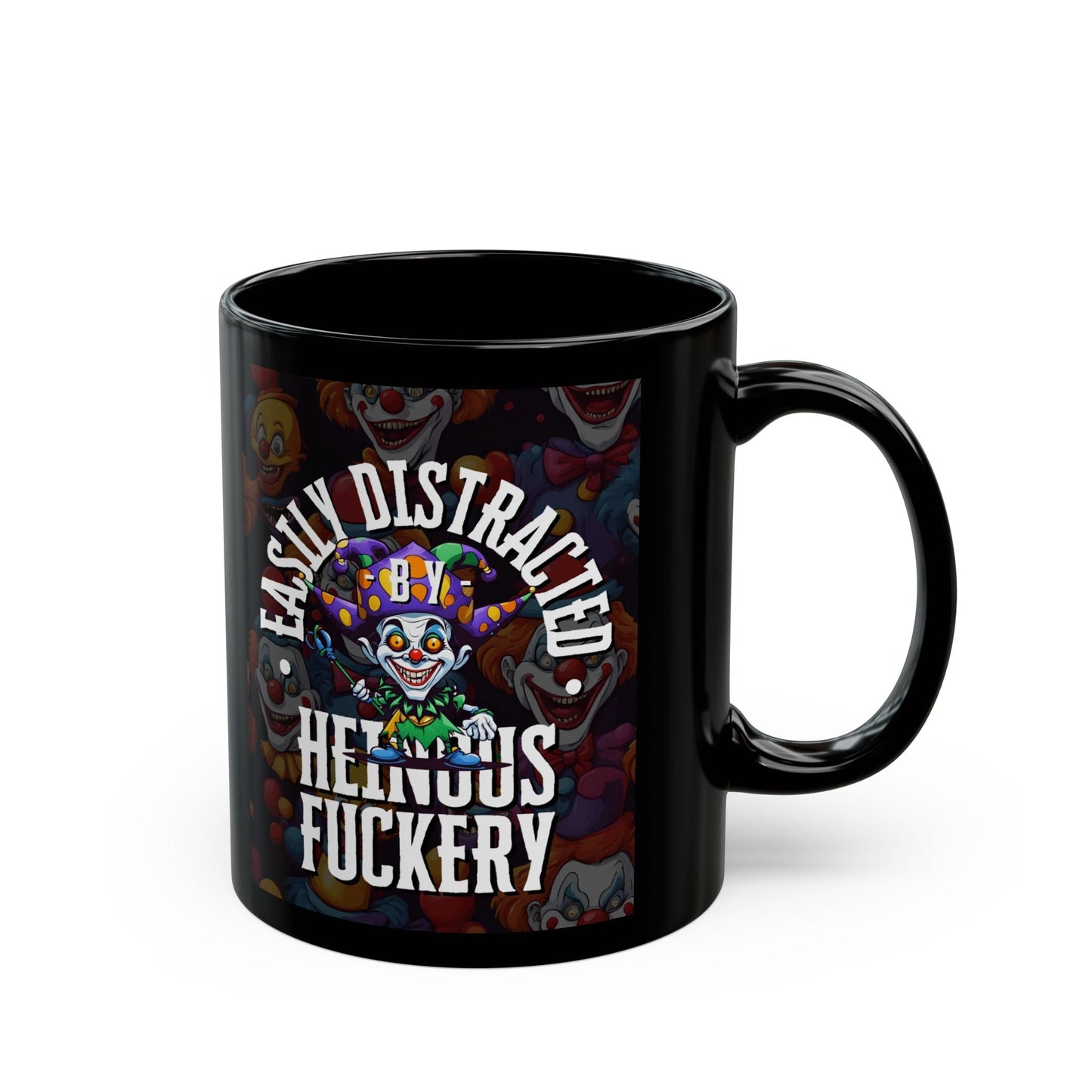 Easily Distracted by Heinous Fuckery Little Jincs Black Mug by cypherpunkgear – cypherpunkgear.com | Cypherpunk Merch