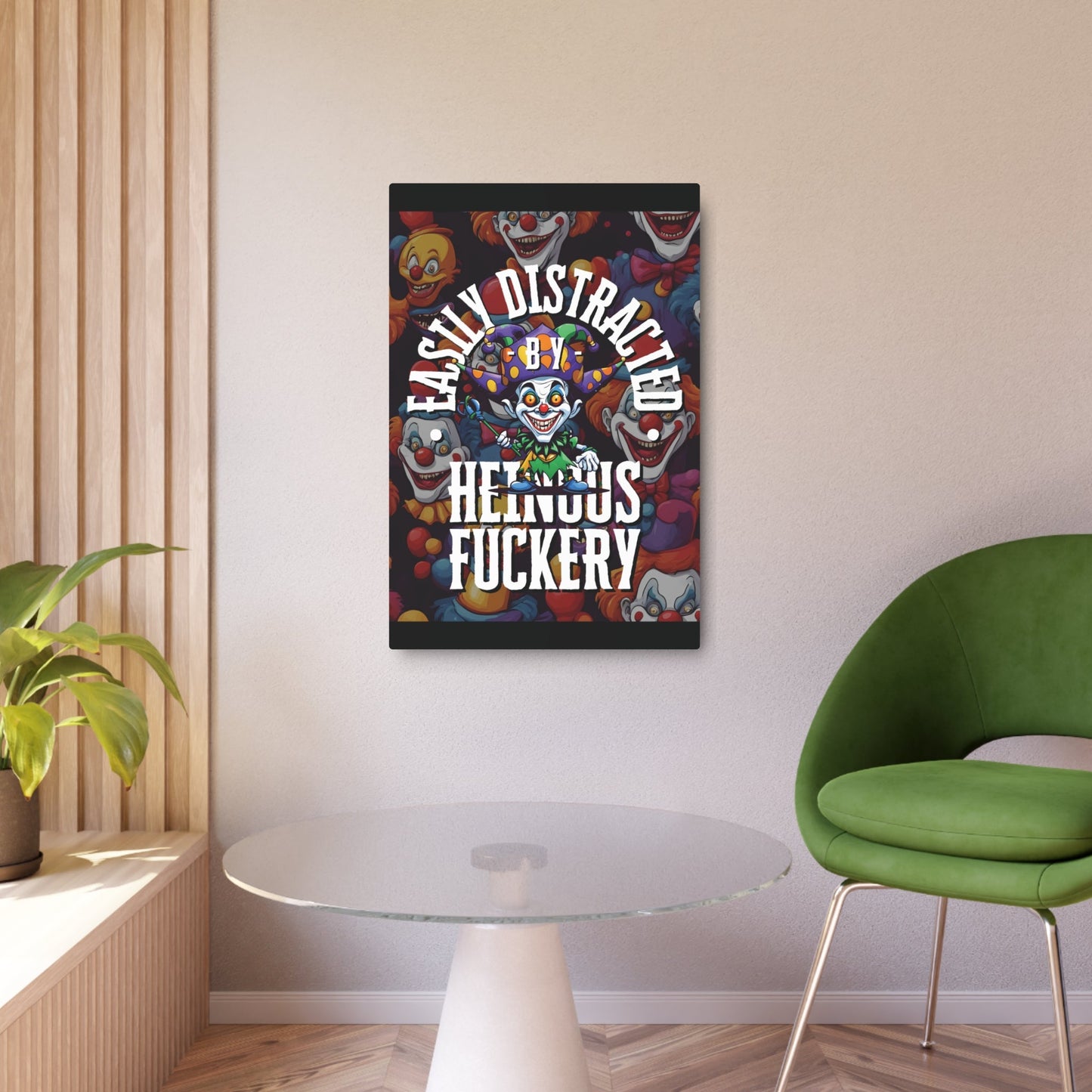 Easily Distracted by Heinous Fuckery Little Jincs Metal Art Sign by cypherpunkgear – cypherpunkgear.com | Cypherpunk Merch
