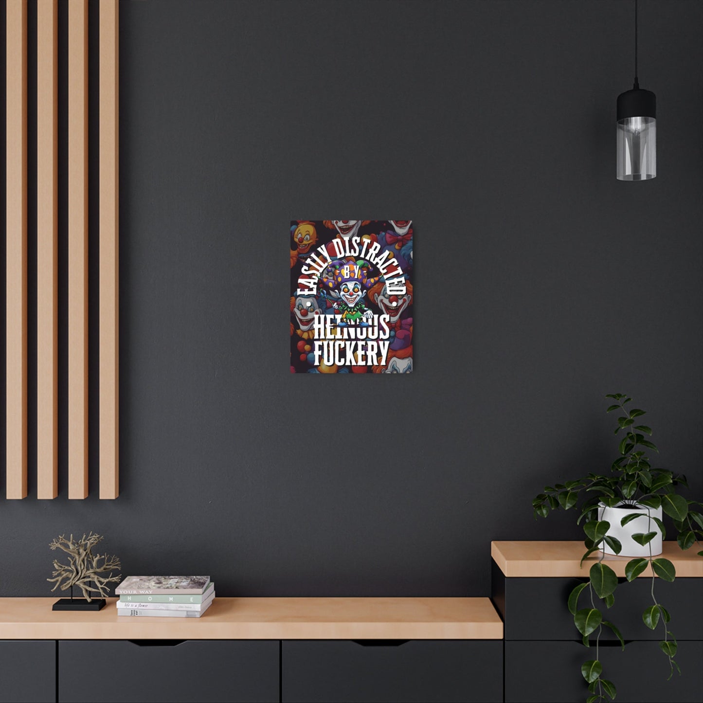 Easily Distracted by Heinous Fuckery Little Jincs Metal Art Sign by cypherpunkgear – cypherpunkgear.com | Cypherpunk Merch