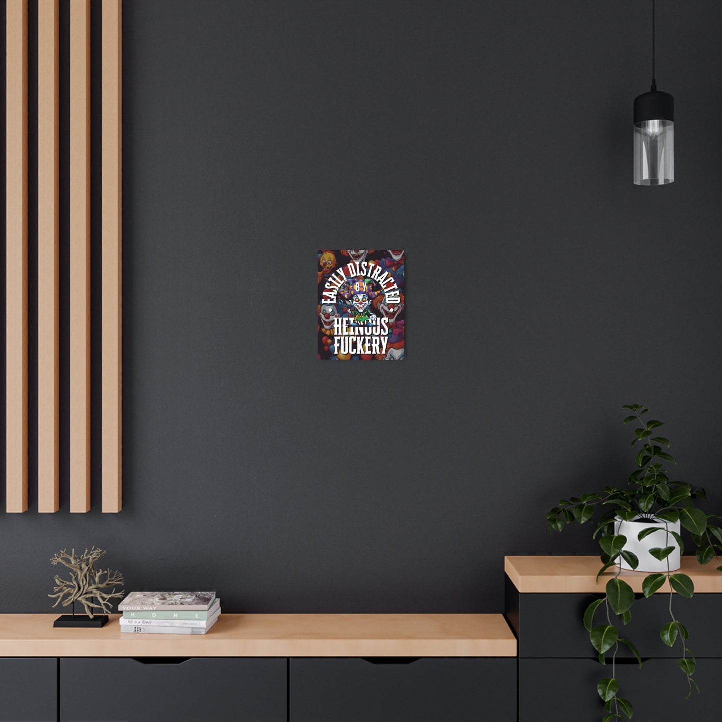 Easily Distracted by Heinous Fuckery Little Jincs Metal Art Sign by cypherpunkgear – cypherpunkgear.com | Cypherpunk Merch