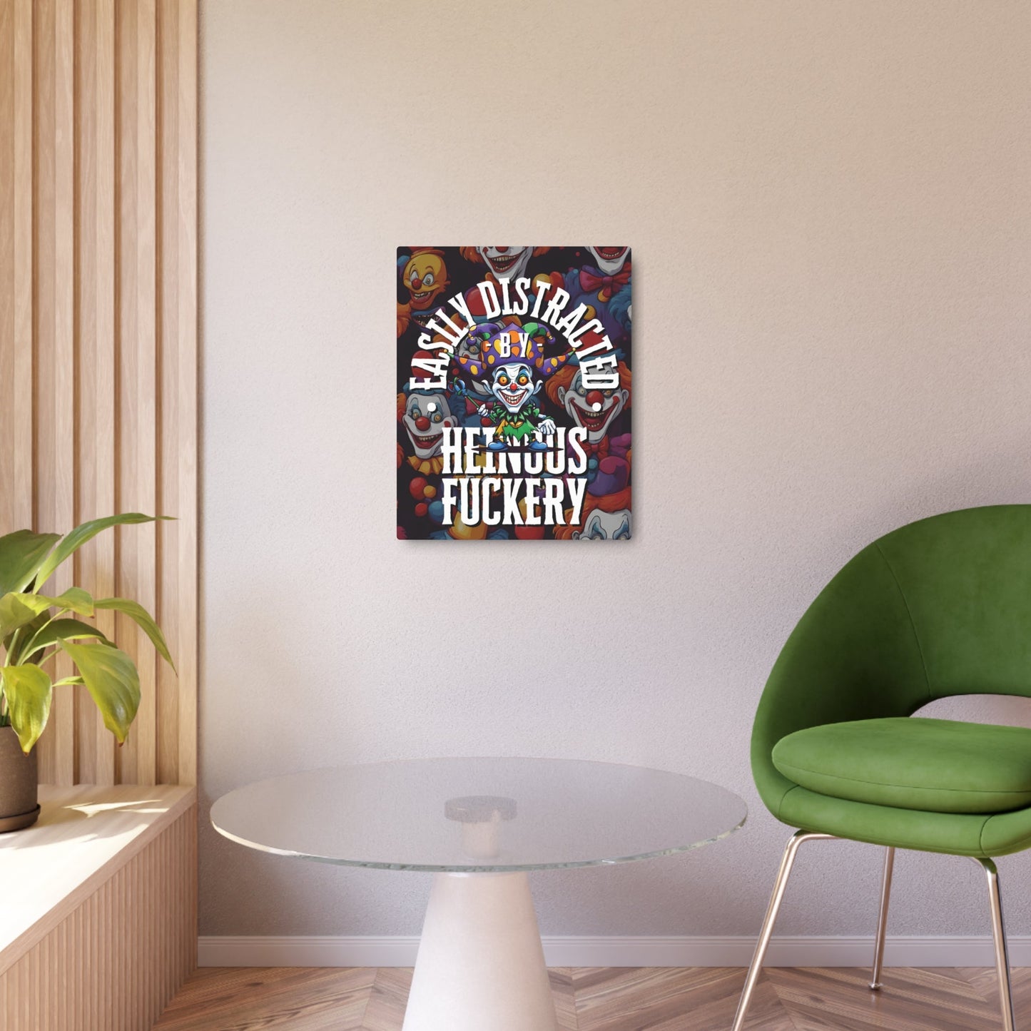 Easily Distracted by Heinous Fuckery Little Jincs Metal Art Sign by cypherpunkgear – cypherpunkgear.com | Cypherpunk Merch