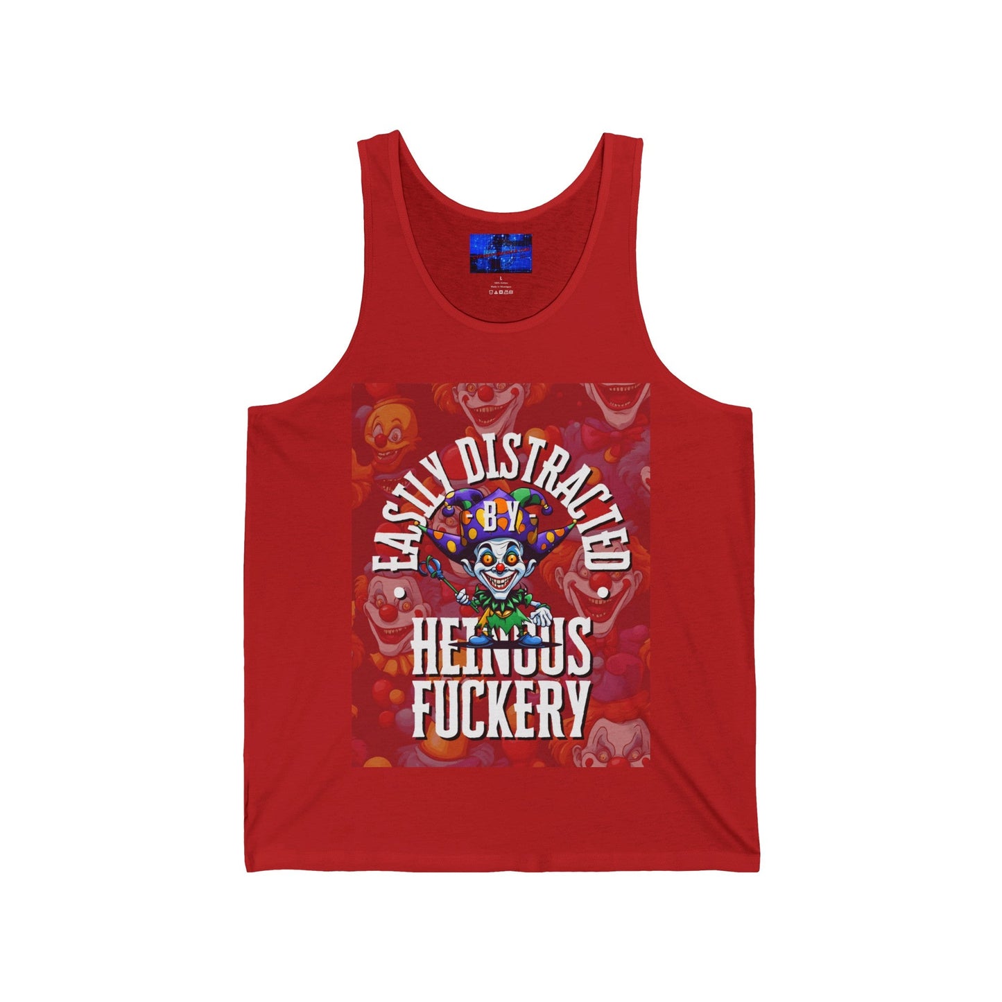 Easily Distracted by Heinous Fuckery Little Jincs Unisex Jersey Tank Top by cypherpunkgear – cypherpunkgear.com | Cypherpunk Merch