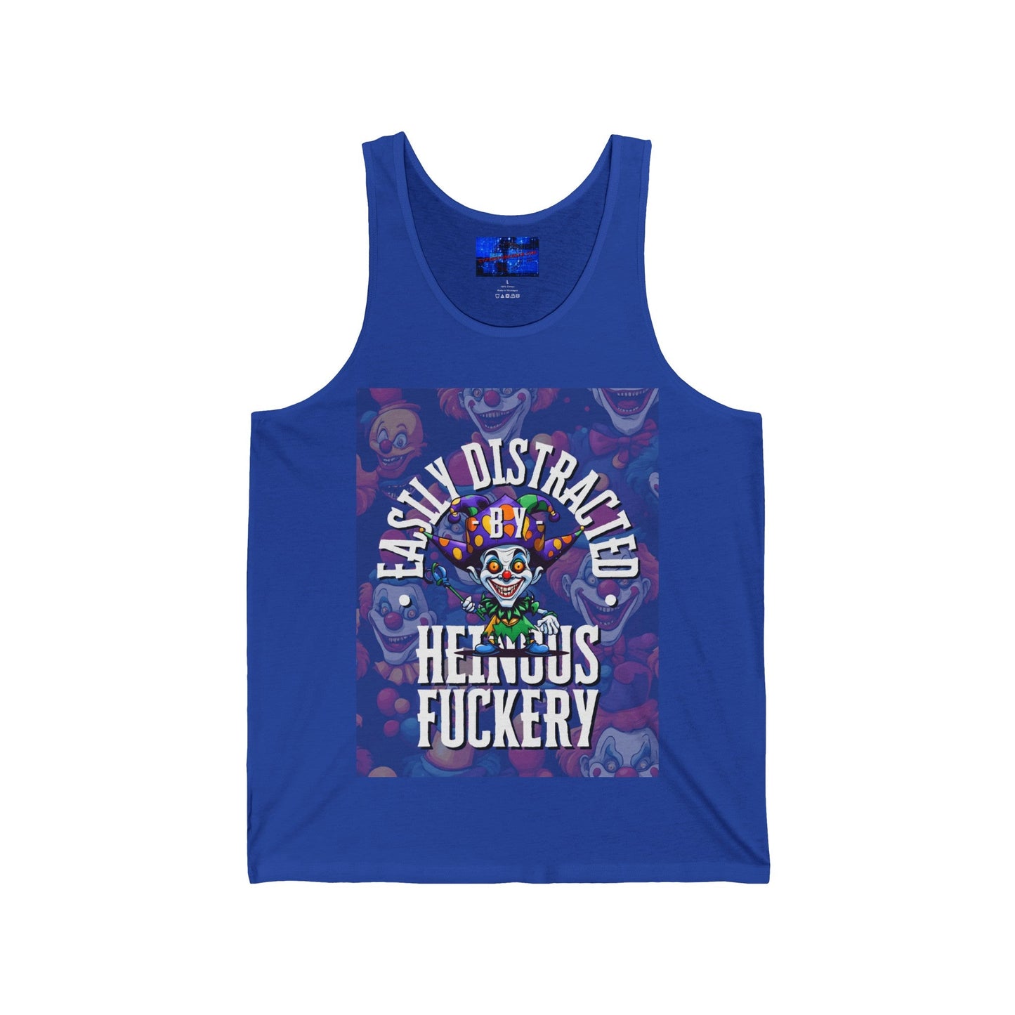 Easily Distracted by Heinous Fuckery Little Jincs Unisex Jersey Tank Top by cypherpunkgear – cypherpunkgear.com | Cypherpunk Merch