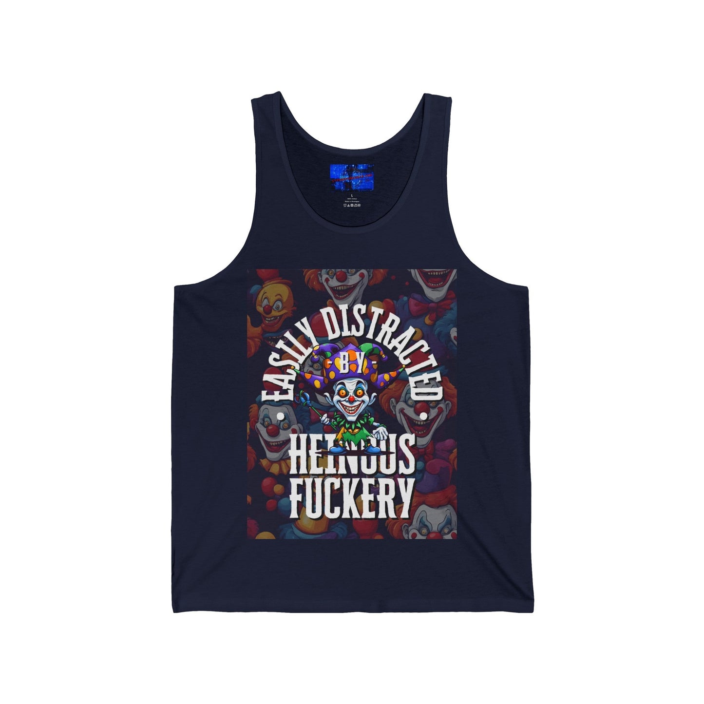 Easily Distracted by Heinous Fuckery Little Jincs Unisex Jersey Tank Top by cypherpunkgear – cypherpunkgear.com | Cypherpunk Merch