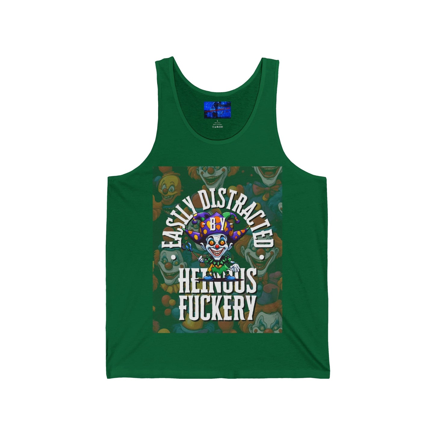 Easily Distracted by Heinous Fuckery Little Jincs Unisex Jersey Tank Top by cypherpunkgear – cypherpunkgear.com | Cypherpunk Merch