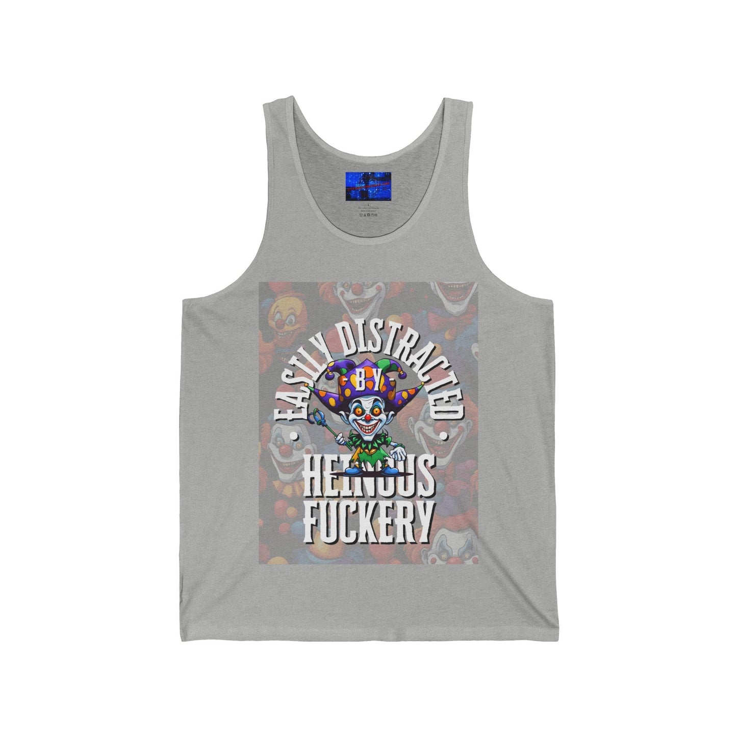 Easily Distracted by Heinous Fuckery Little Jincs Unisex Jersey Tank Top by cypherpunkgear – cypherpunkgear.com | Cypherpunk Merch