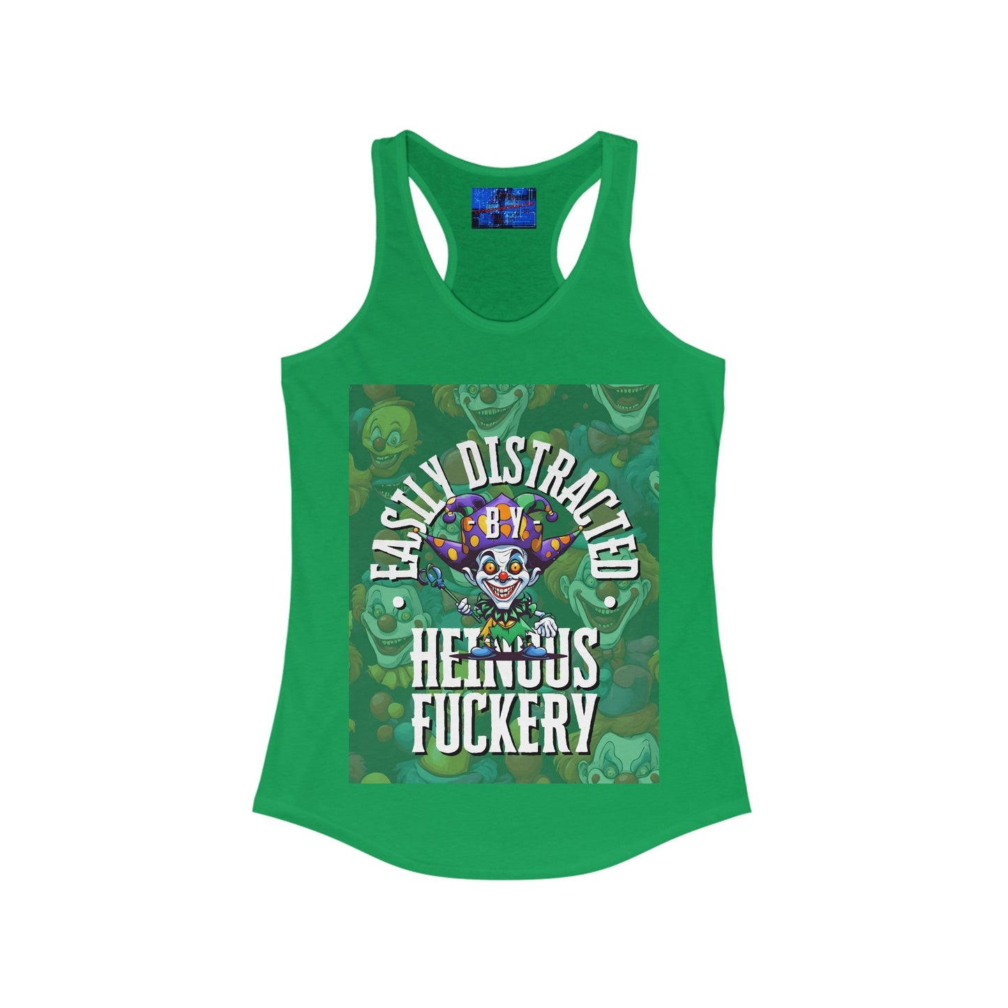 Easily Distracted by Heinous Fuckery Little Jincs Women's Racerback Tank Top by cypherpunkgear – cypherpunkgear.com | Cypherpunk Merch