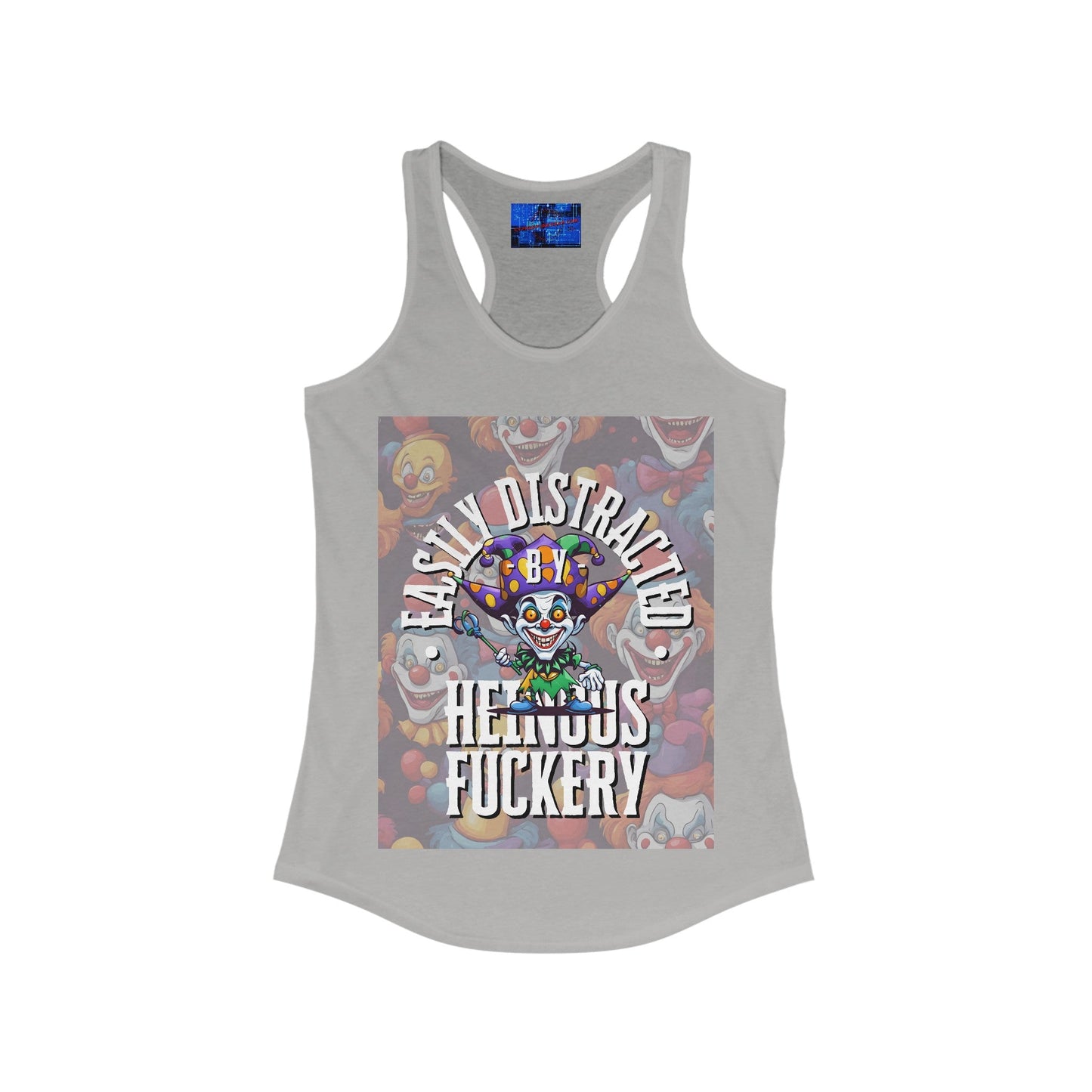 Easily Distracted by Heinous Fuckery Little Jincs Women's Racerback Tank Top by cypherpunkgear – cypherpunkgear.com | Cypherpunk Merch
