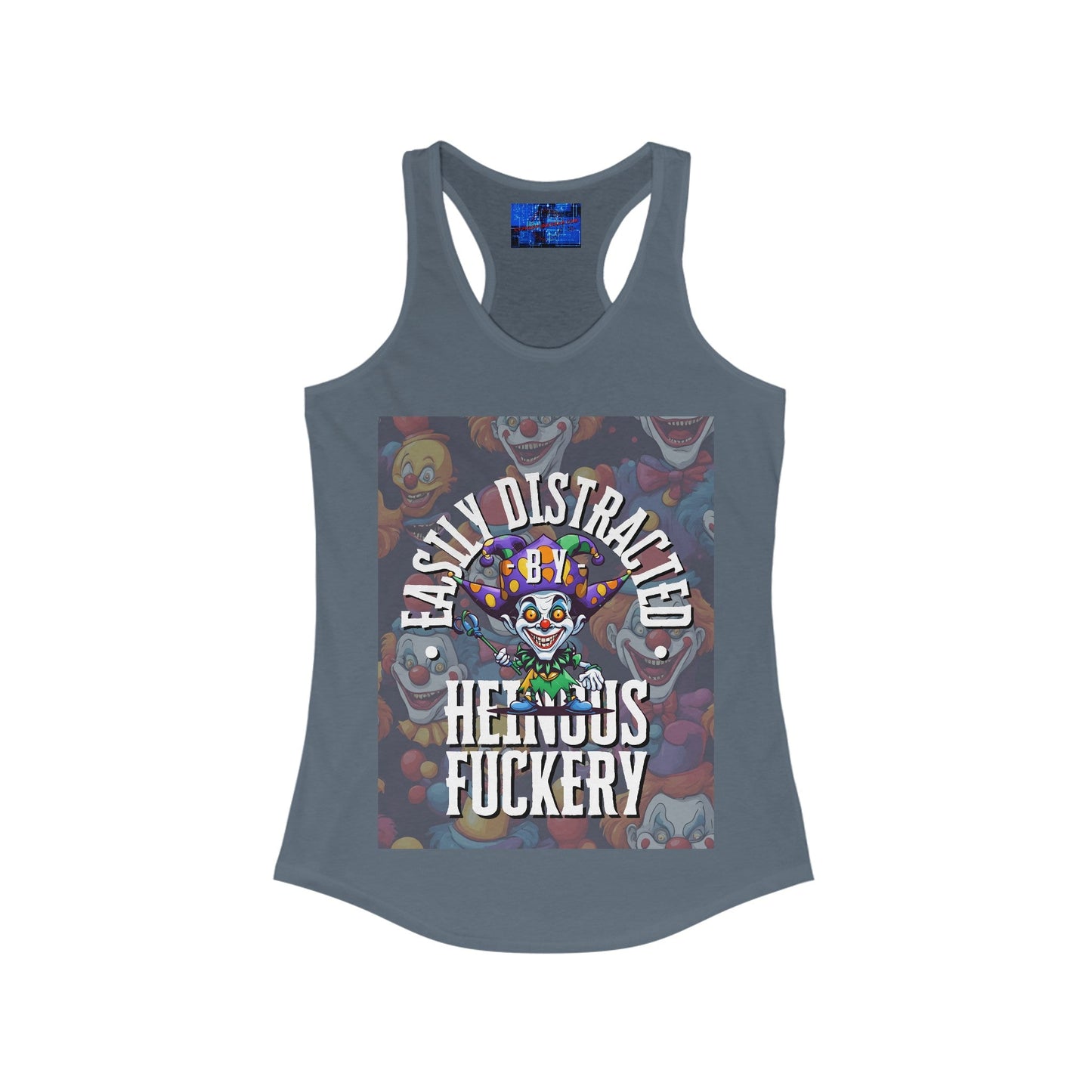 Easily Distracted by Heinous Fuckery Little Jincs Women's Racerback Tank Top by cypherpunkgear – cypherpunkgear.com | Cypherpunk Merch