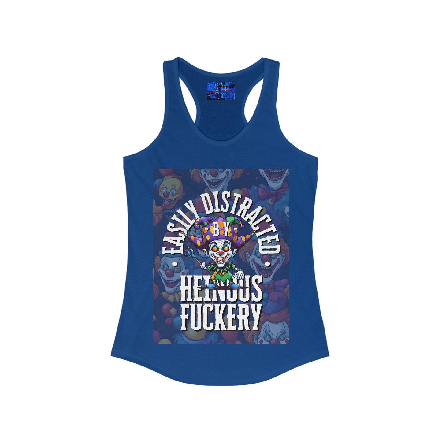 Easily Distracted by Heinous Fuckery Little Jincs Women's Racerback Tank Top by cypherpunkgear – cypherpunkgear.com | Cypherpunk Merch