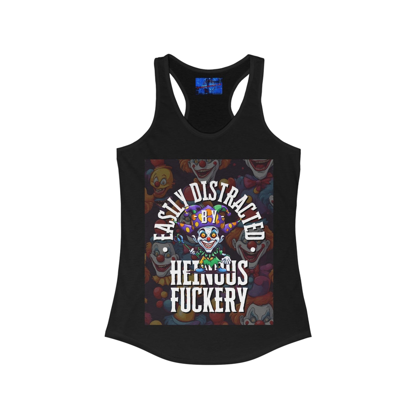 Easily Distracted by Heinous Fuckery Little Jincs Women's Racerback Tank Top by cypherpunkgear – cypherpunkgear.com | Cypherpunk Merch