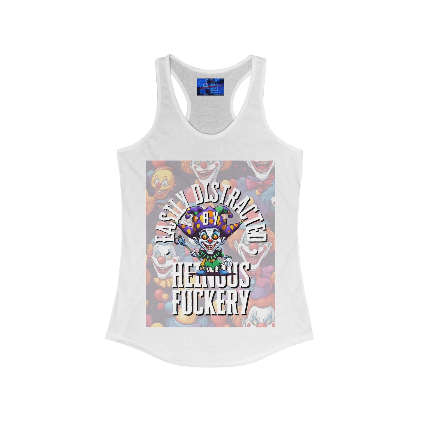 Easily Distracted by Heinous Fuckery Little Jincs Women's Racerback Tank Top by cypherpunkgear – cypherpunkgear.com | Cypherpunk Merch