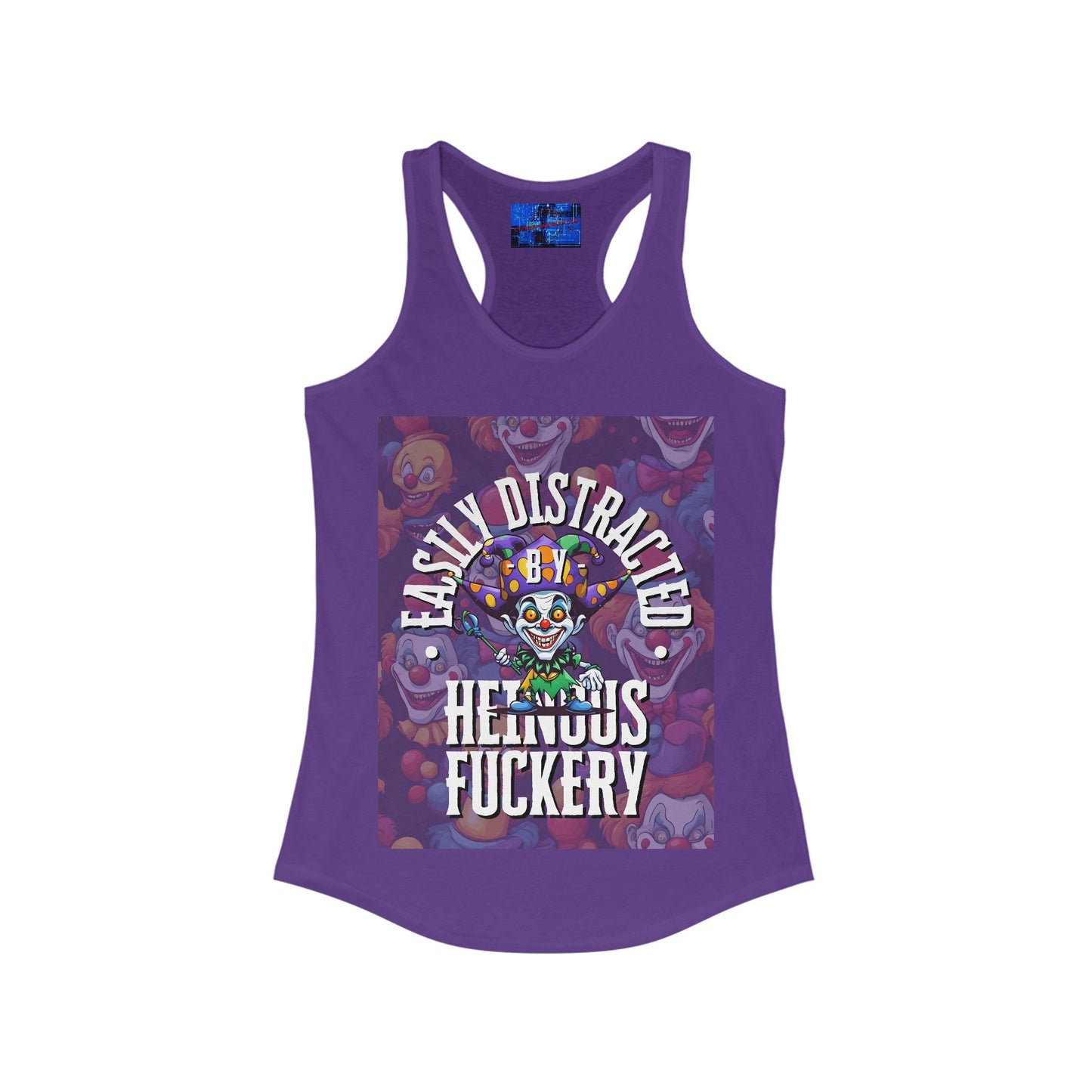 Easily Distracted by Heinous Fuckery Little Jincs Women's Racerback Tank Top by cypherpunkgear – cypherpunkgear.com | Cypherpunk Merch