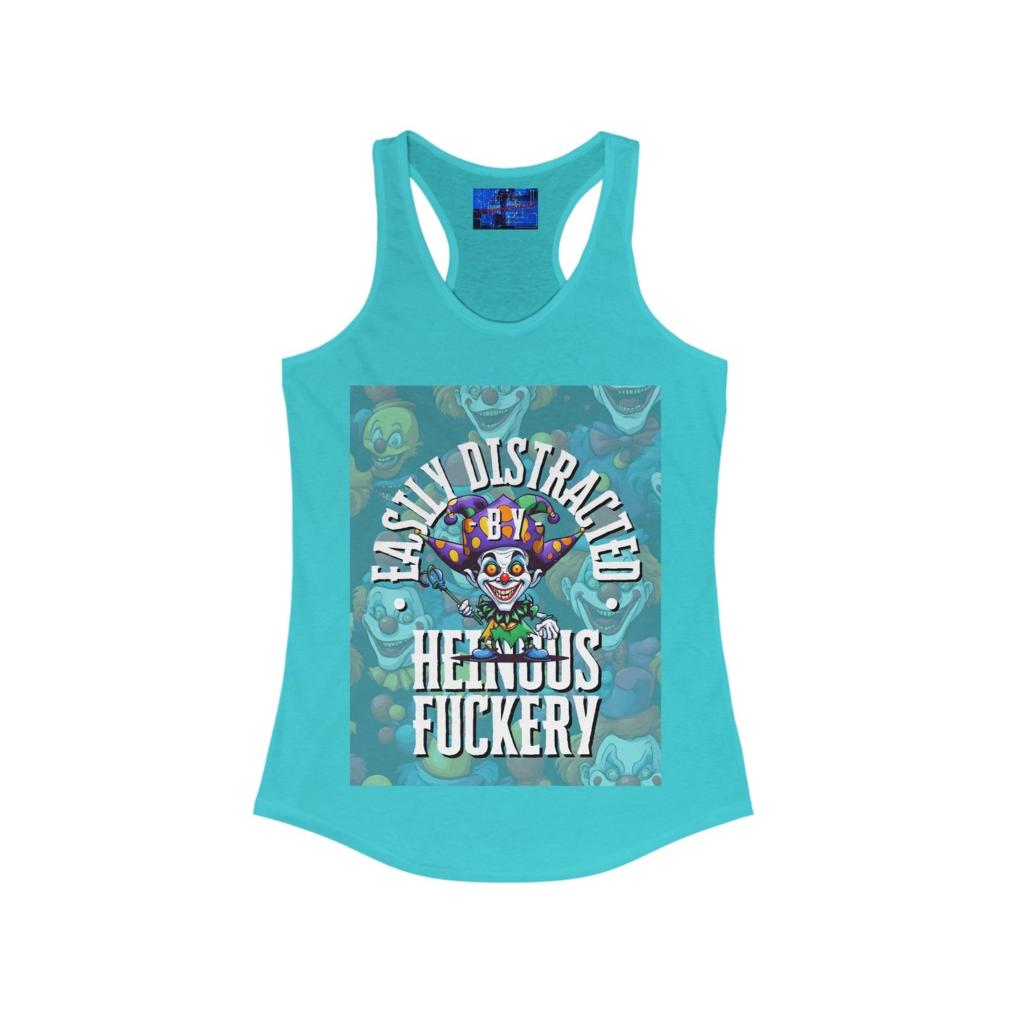 Easily Distracted by Heinous Fuckery Little Jincs Women's Racerback Tank Top by cypherpunkgear – cypherpunkgear.com | Cypherpunk Merch