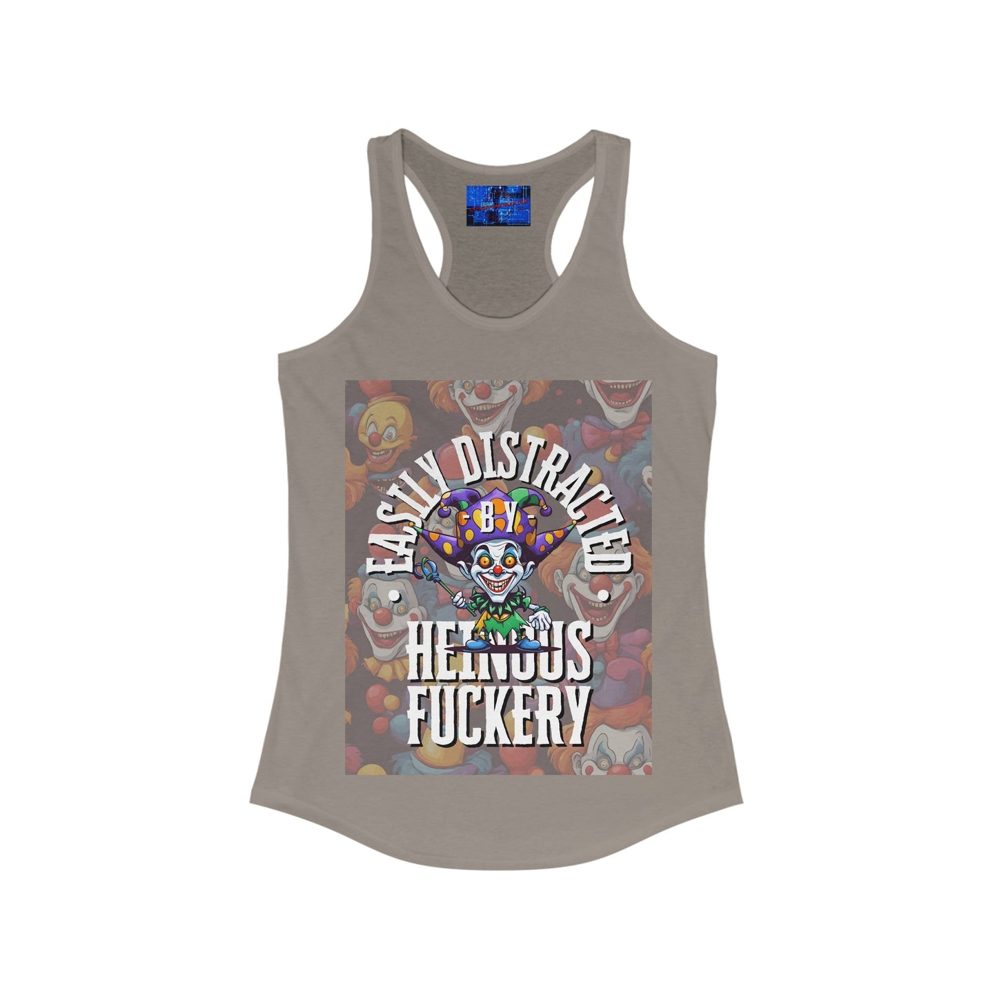 Easily Distracted by Heinous Fuckery Little Jincs Women's Racerback Tank Top by cypherpunkgear – cypherpunkgear.com | Cypherpunk Merch