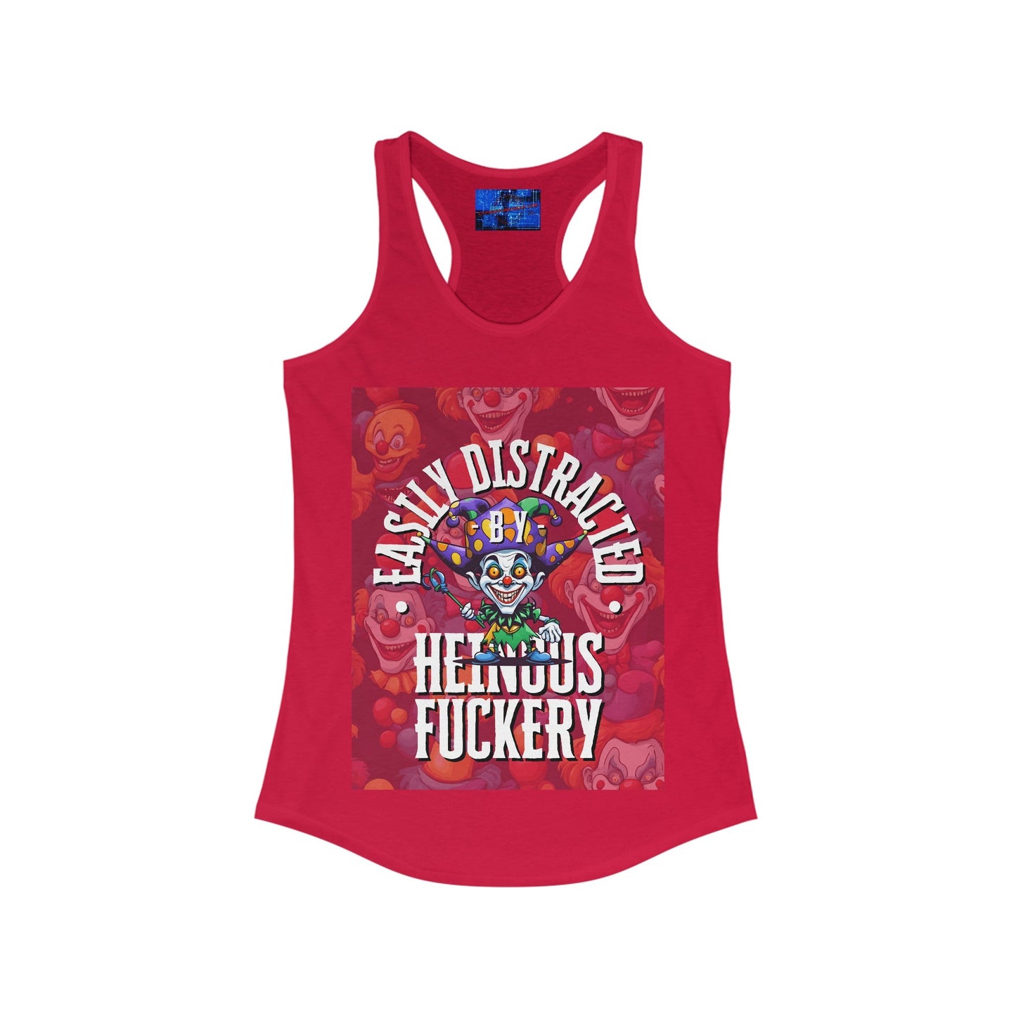 Easily Distracted by Heinous Fuckery Little Jincs Women's Racerback Tank Top by cypherpunkgear – cypherpunkgear.com | Cypherpunk Merch