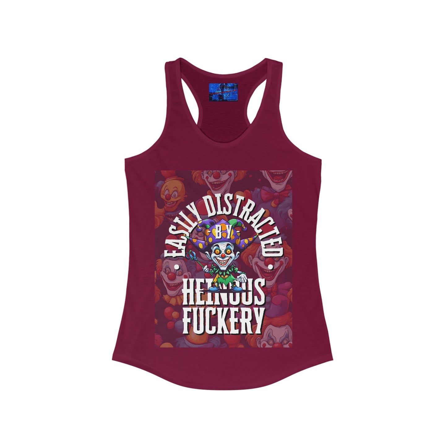 Easily Distracted by Heinous Fuckery Little Jincs Women's Racerback Tank Top by cypherpunkgear – cypherpunkgear.com | Cypherpunk Merch