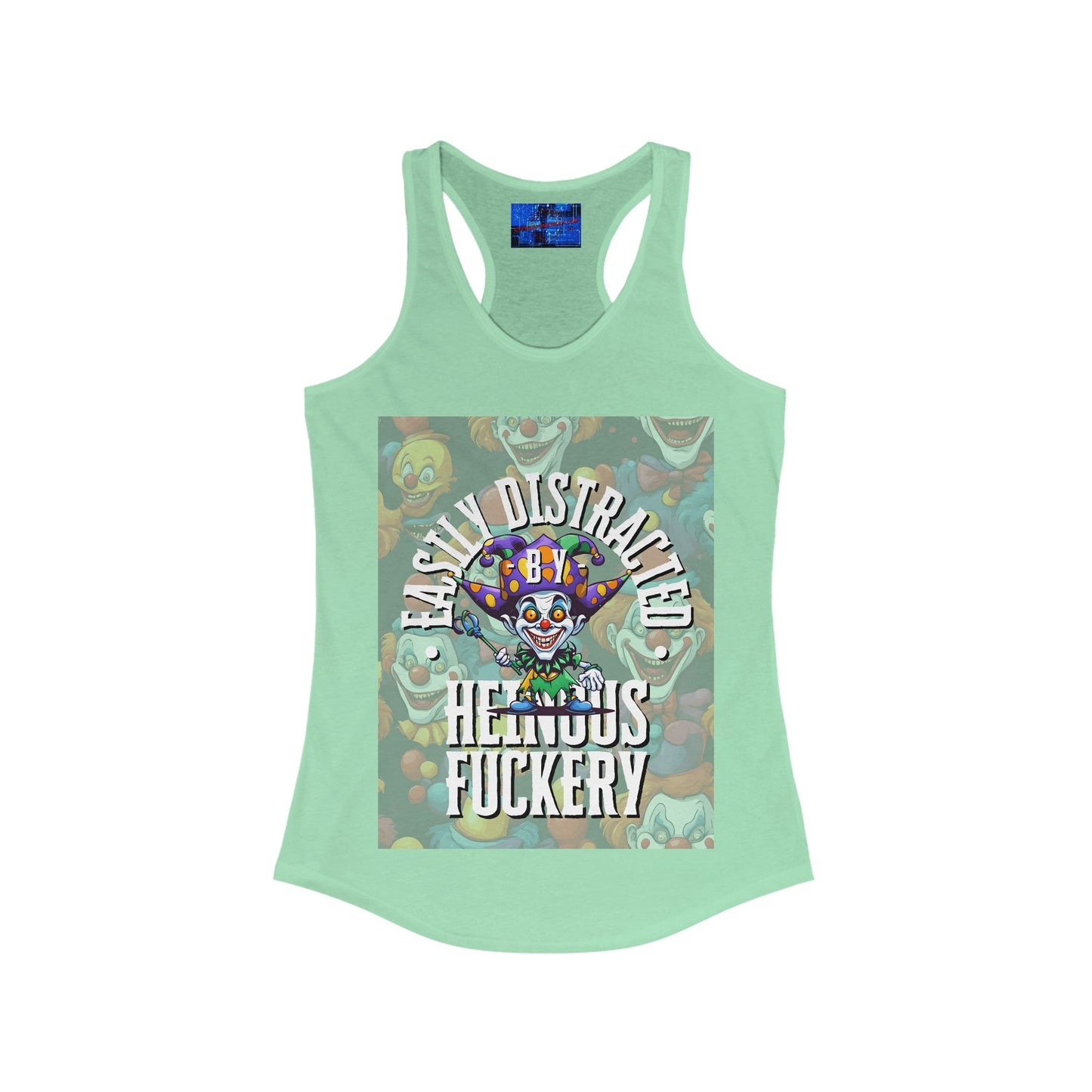 Easily Distracted by Heinous Fuckery Little Jincs Women's Racerback Tank Top by cypherpunkgear – cypherpunkgear.com | Cypherpunk Merch