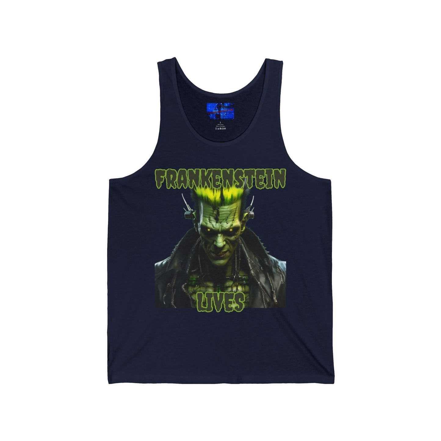 Frankenstein Lives Unisex Jersey Tank Top by cypherpunkgear – cypherpunkgear.com | Cypherpunk Merch