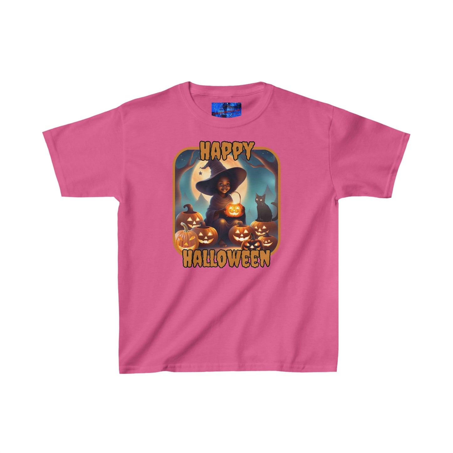 Happy Halloween Cute Witch ORfont Kids Heavy Cotton™ Tee by cypherpunkgear – cypherpunkgear.com | Cypherpunk Merch