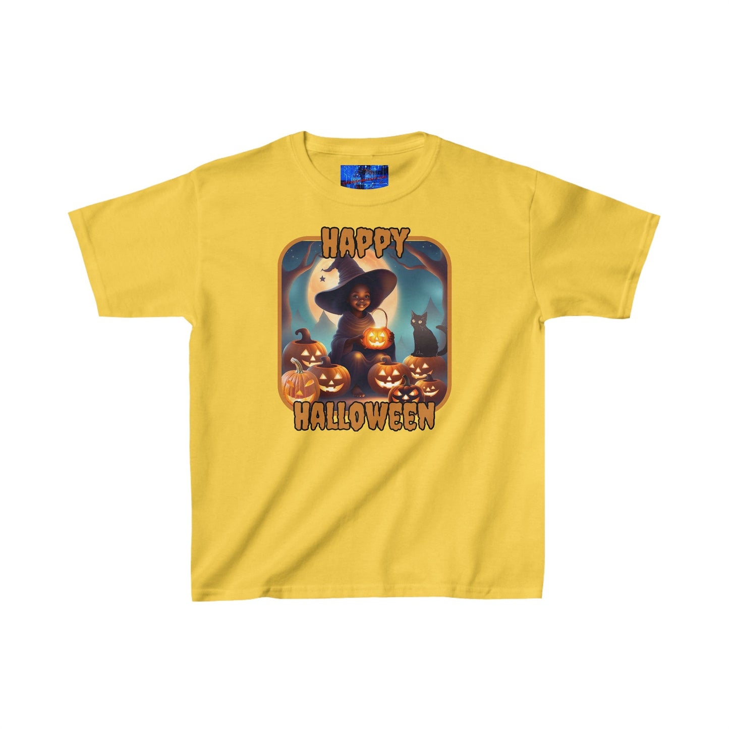 Happy Halloween Cute Witch ORfont Kids Heavy Cotton™ Tee by cypherpunkgear – cypherpunkgear.com | Cypherpunk Merch