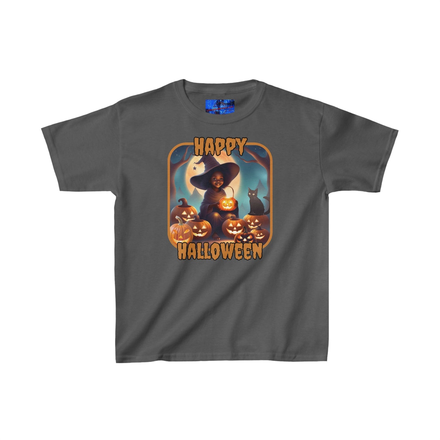 Happy Halloween Cute Witch ORfont Kids Heavy Cotton™ Tee by cypherpunkgear – cypherpunkgear.com | Cypherpunk Merch