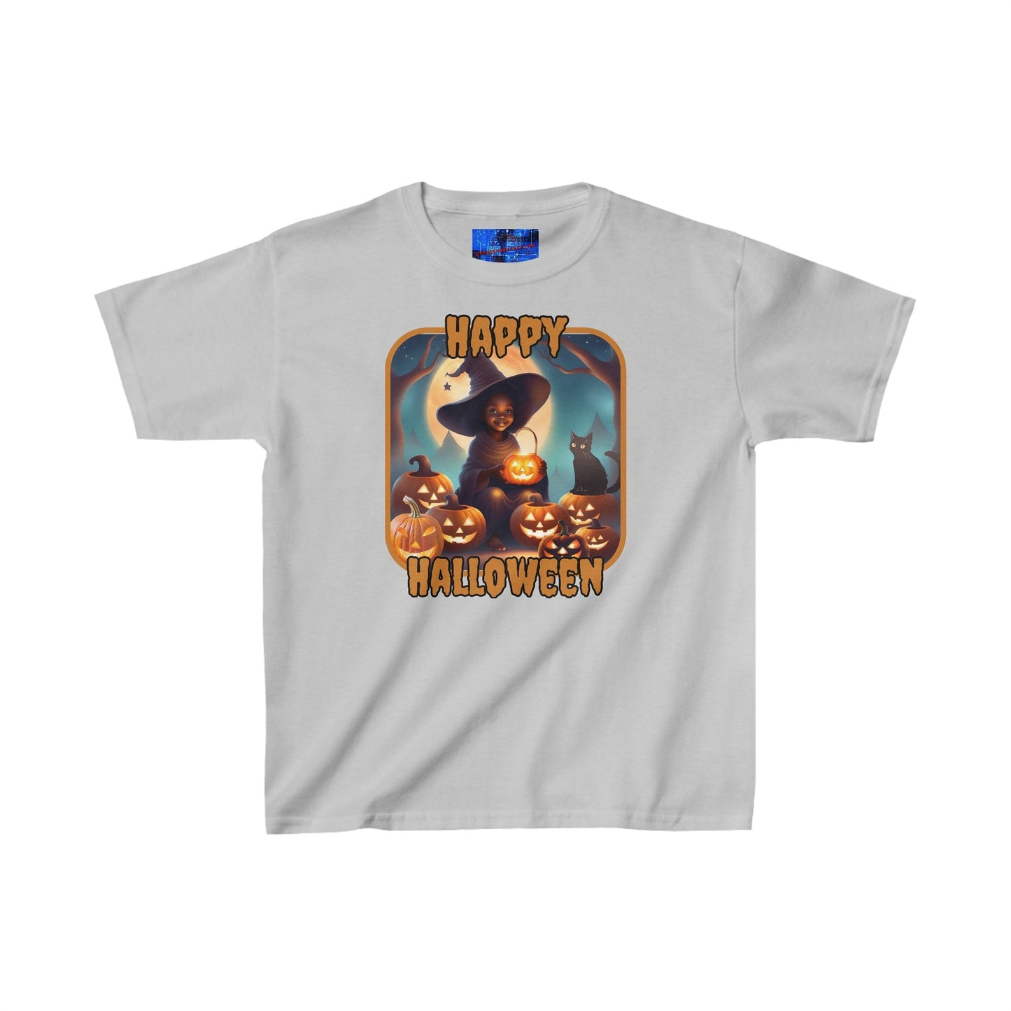 Happy Halloween Cute Witch ORfont Kids Heavy Cotton™ Tee by cypherpunkgear – cypherpunkgear.com | Cypherpunk Merch