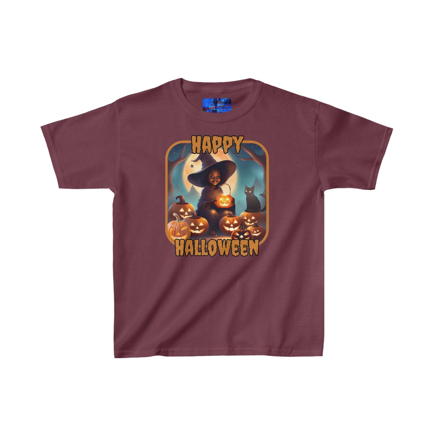 Happy Halloween Cute Witch ORfont Kids Heavy Cotton™ Tee by cypherpunkgear – cypherpunkgear.com | Cypherpunk Merch