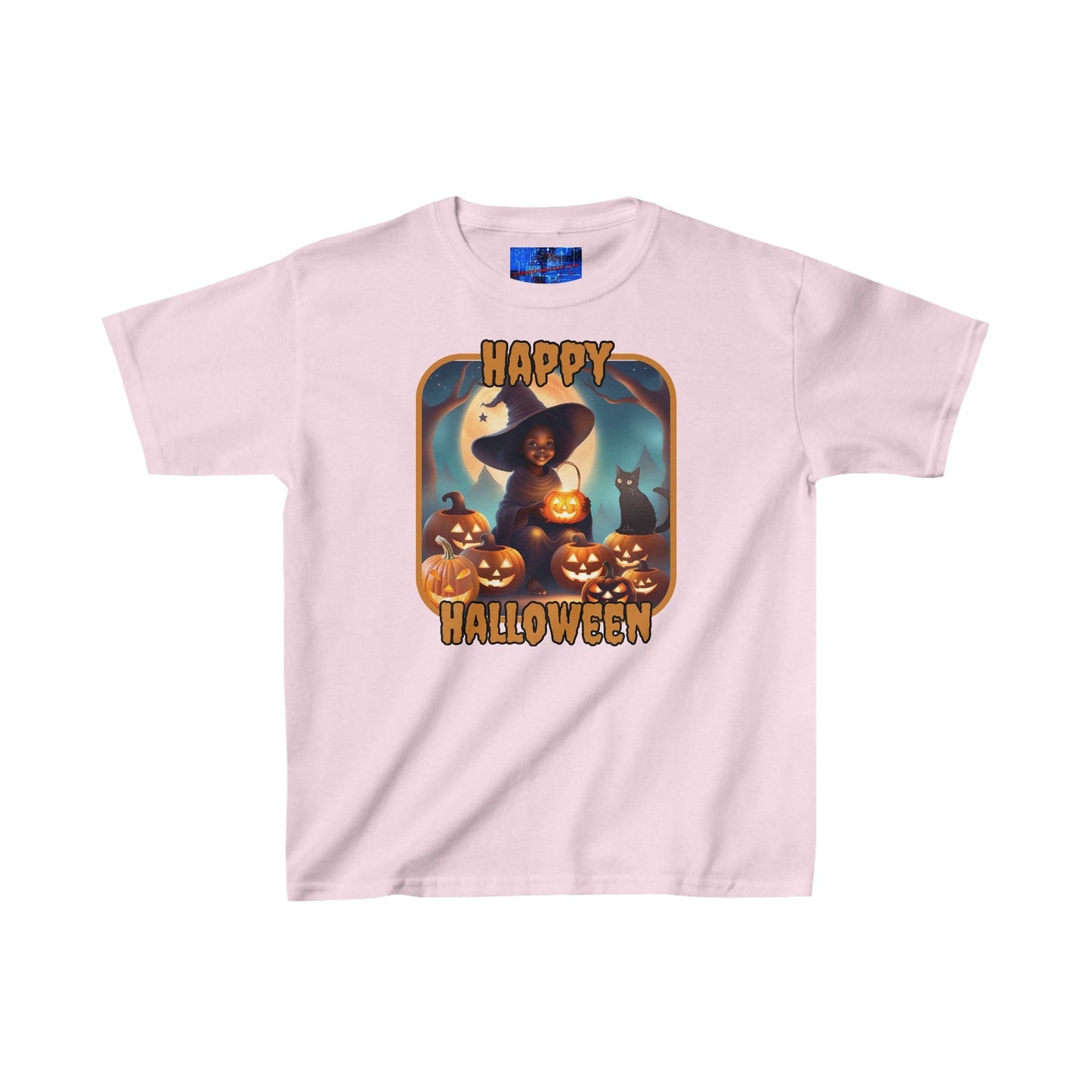Happy Halloween Cute Witch ORfont Kids Heavy Cotton™ Tee by cypherpunkgear – cypherpunkgear.com | Cypherpunk Merch