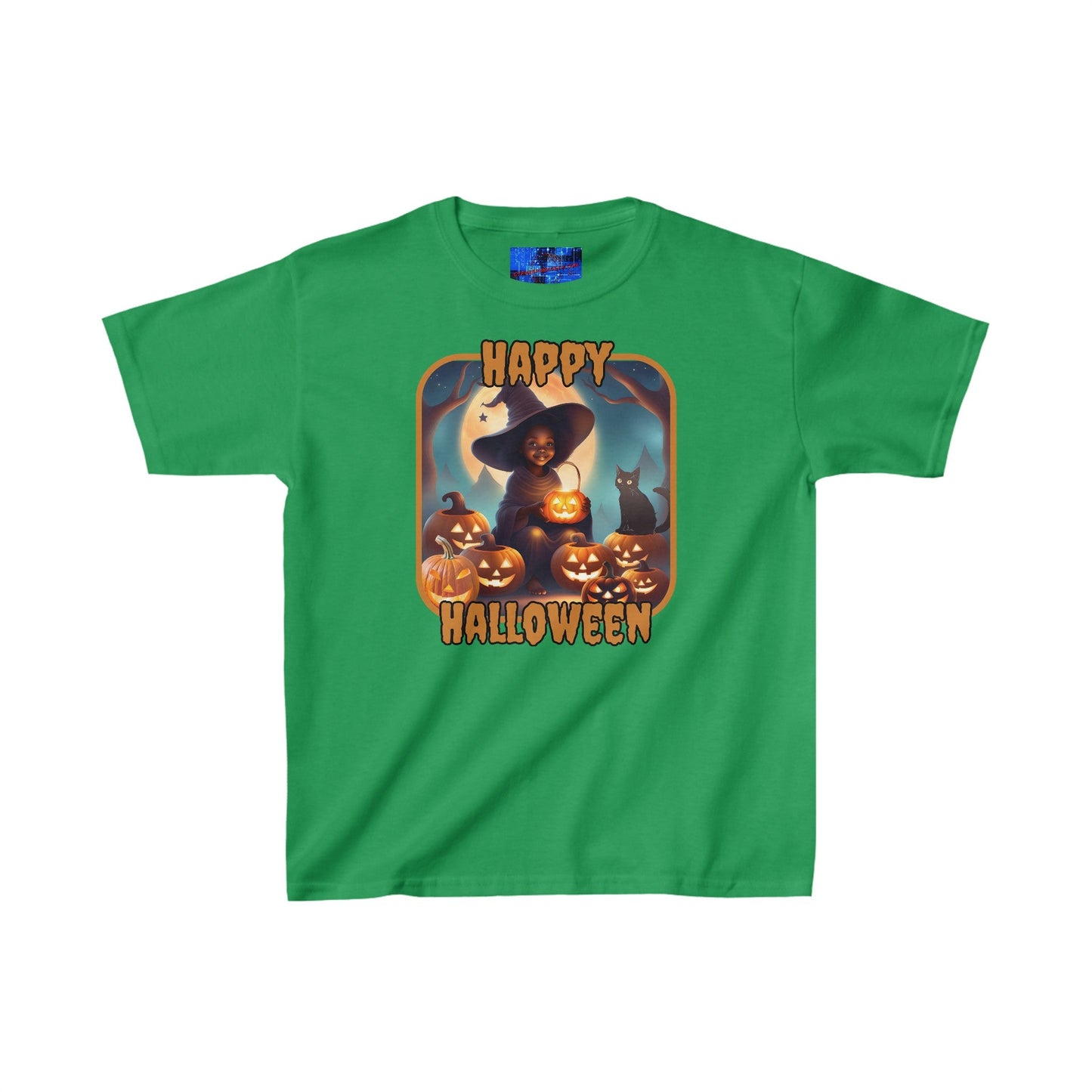 Happy Halloween Cute Witch ORfont Kids Heavy Cotton™ Tee by cypherpunkgear – cypherpunkgear.com | Cypherpunk Merch