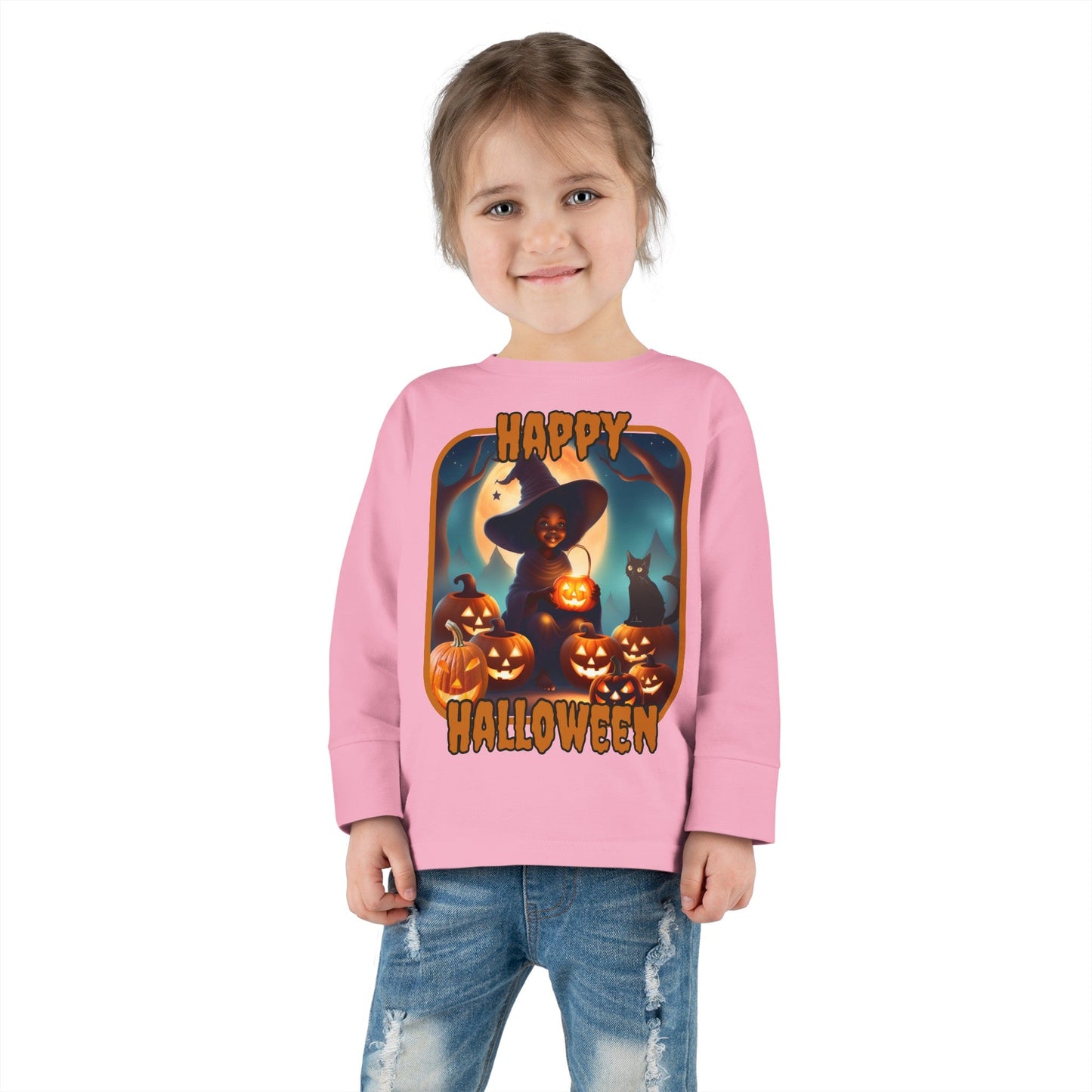 Happy Halloween Cute Witch ORfont Toddler Long Sleeve Tee by cypherpunkgear – cypherpunkgear.com | Cypherpunk Merch