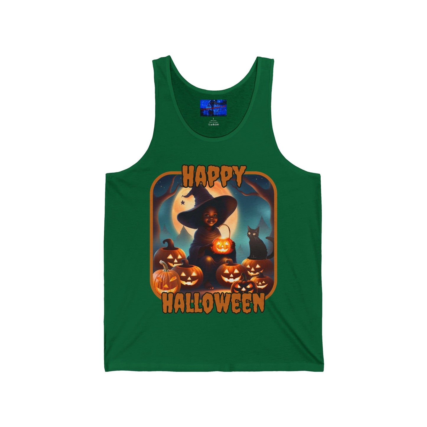 Happy Halloween Cute Witch ORfont Unisex Jersey Tank Top by cypherpunkgear – cypherpunkgear.com | Cypherpunk Merch